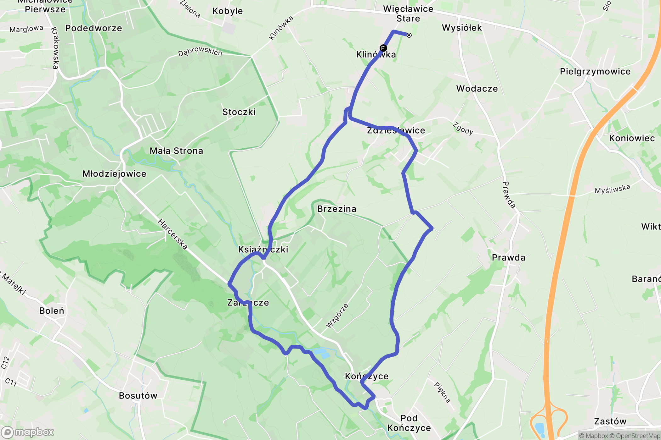 Więcławice Stare: mapa trasy - Poland