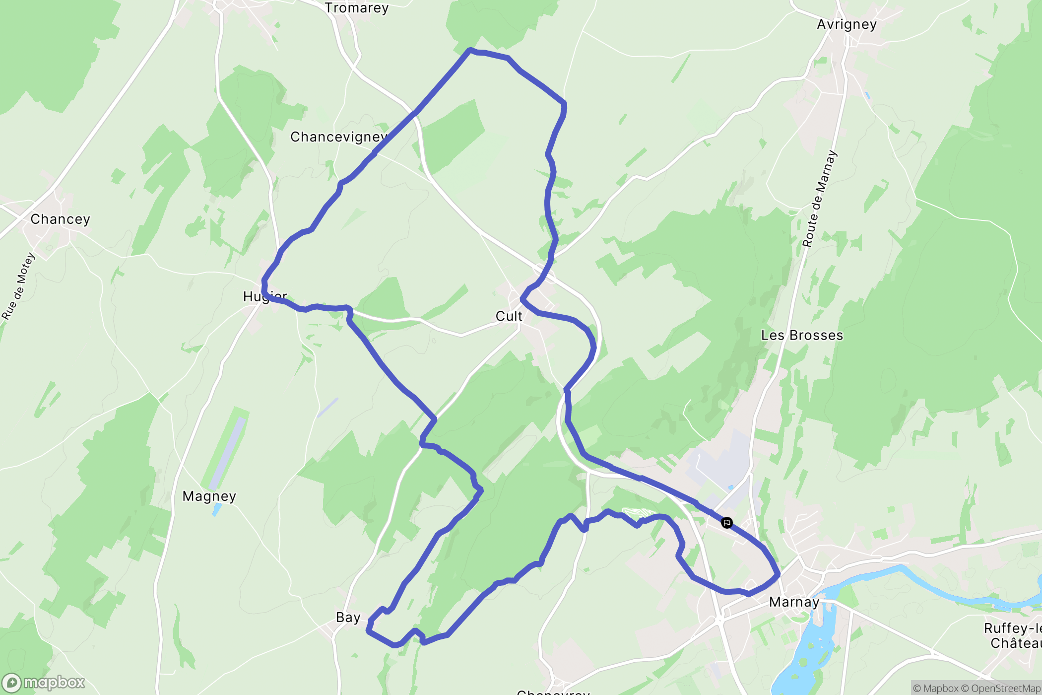 Marnay : carte du parcours de randonnée - France