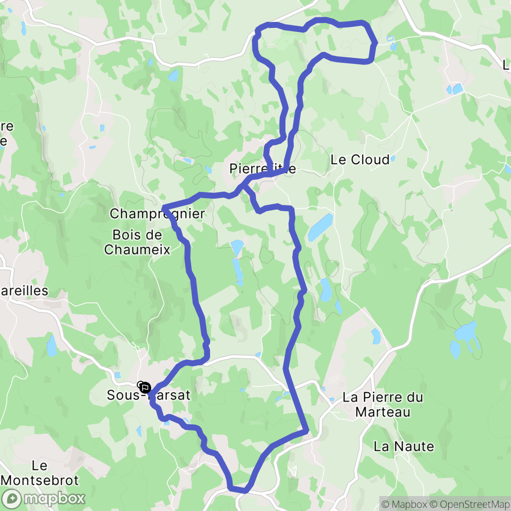 Sous-Parsat : carte du parcours de randonnée - France