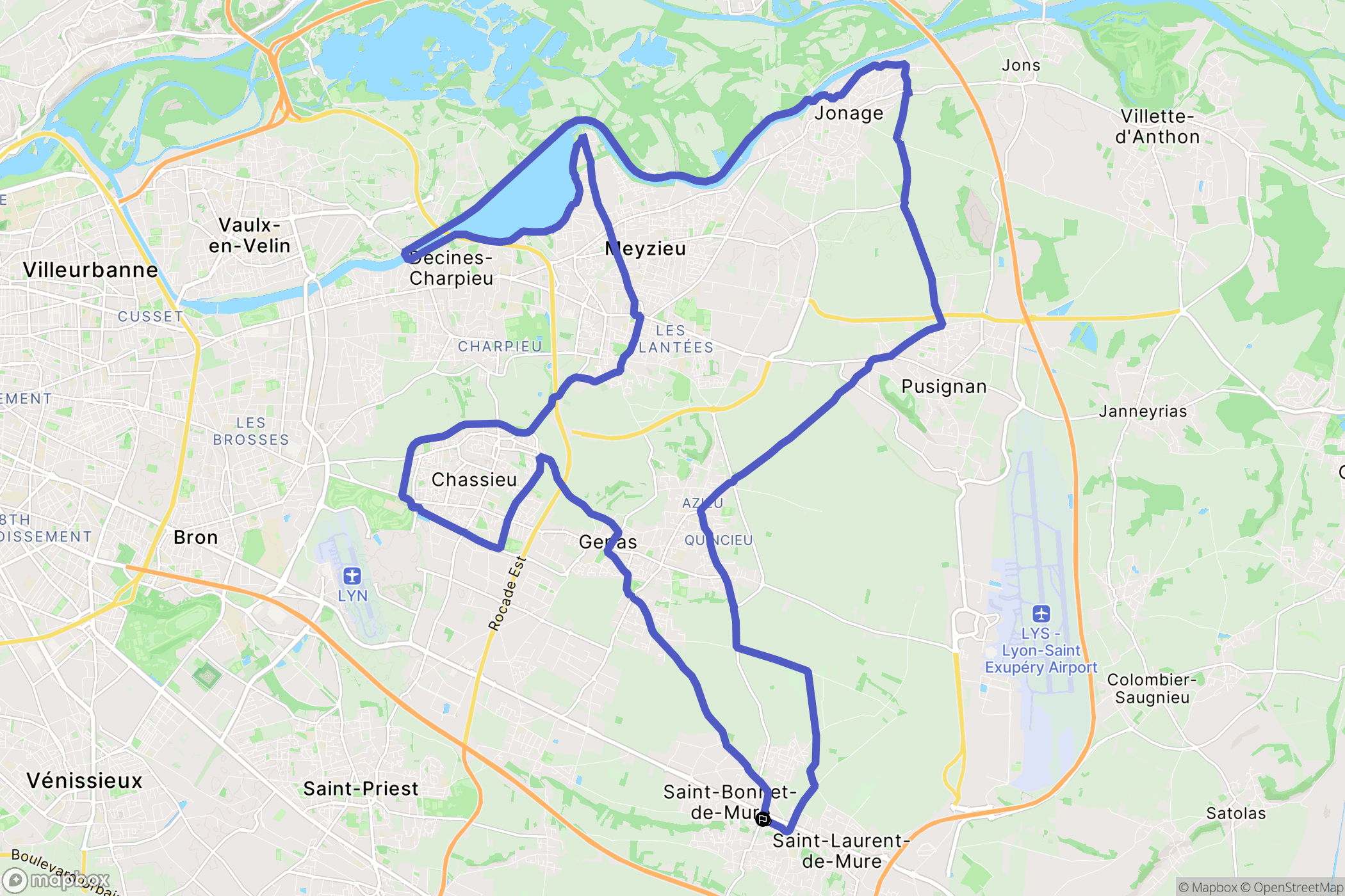 Saint-Bonnet-de-Mure : carte du parcours de randonnée - France