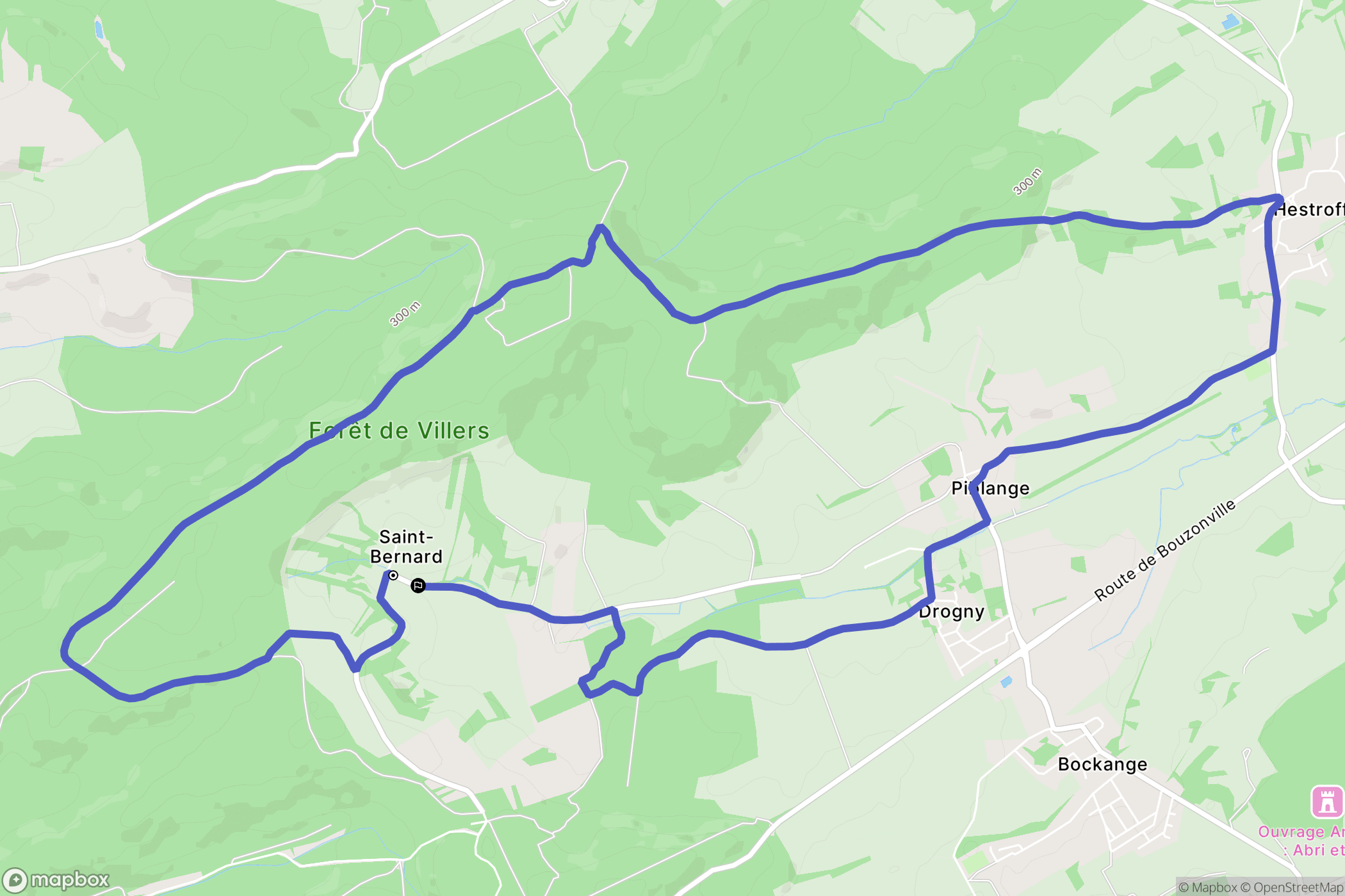 Piblange : carte du parcours de randonnée - France