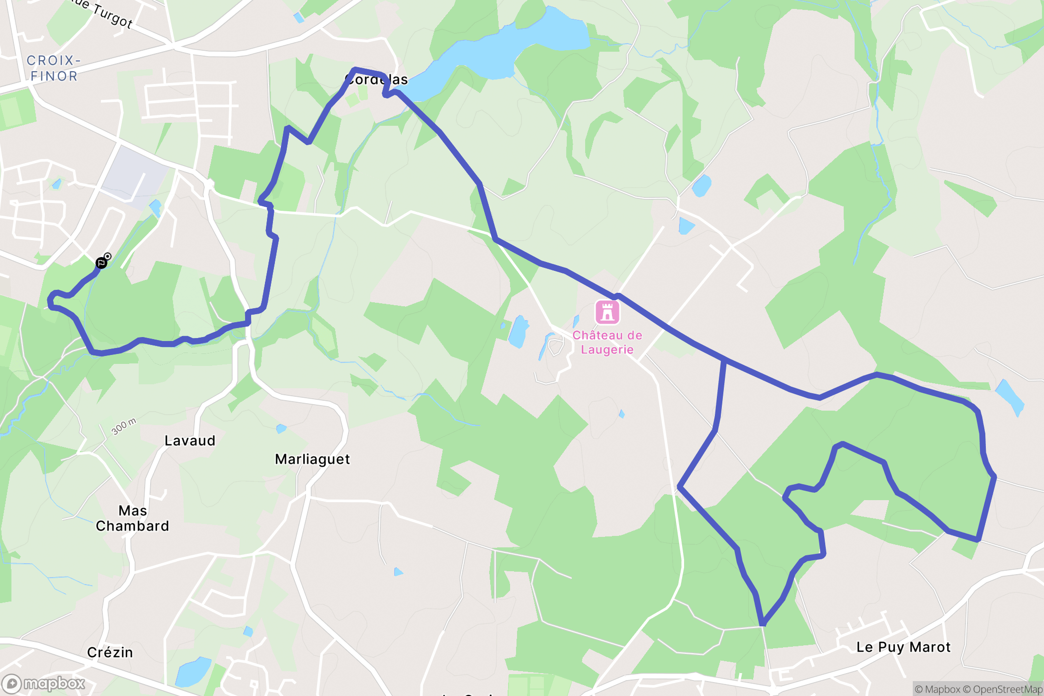 Panazol : carte du parcours de randonnée - France