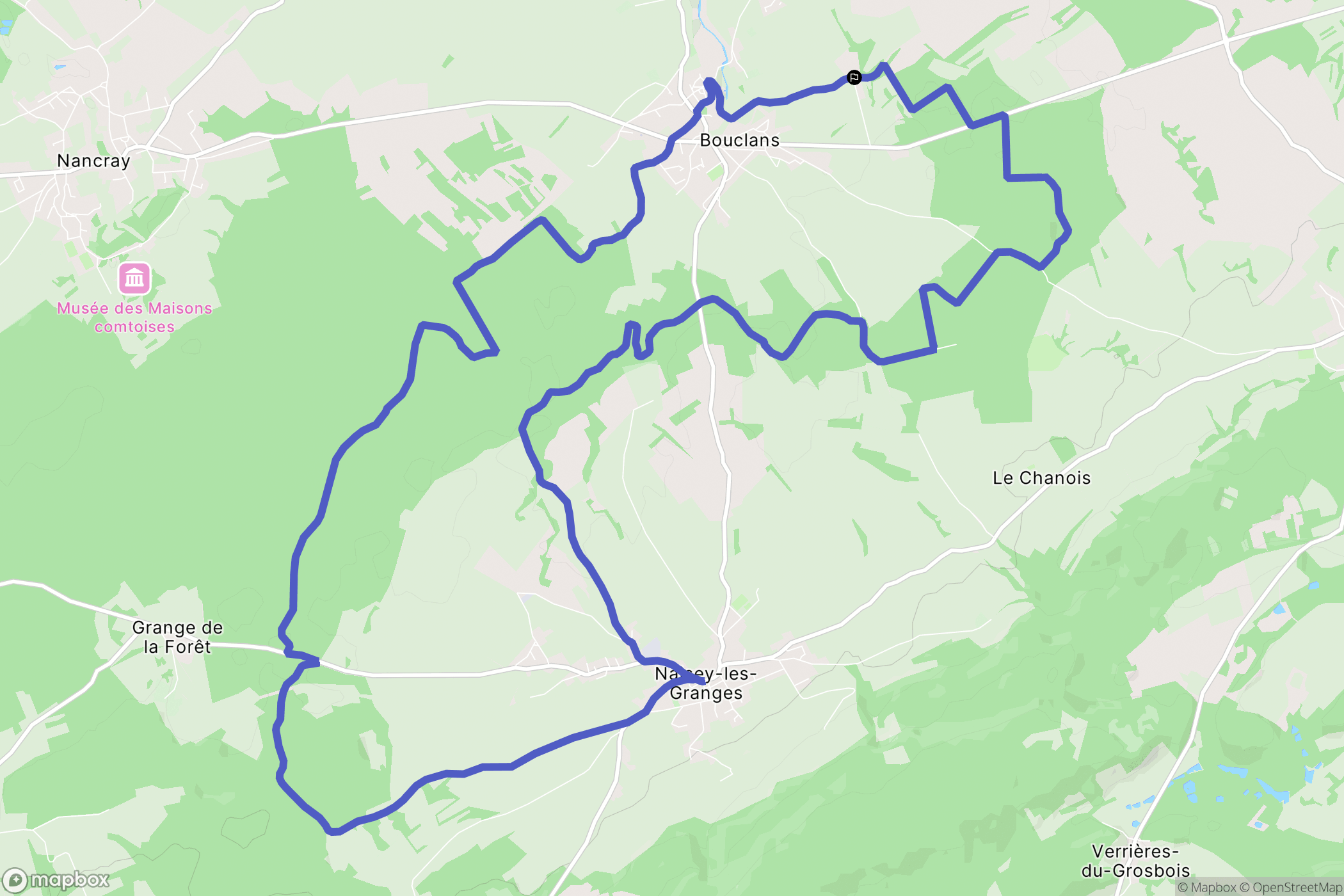 Bouclans : carte du parcours de randonnée - France