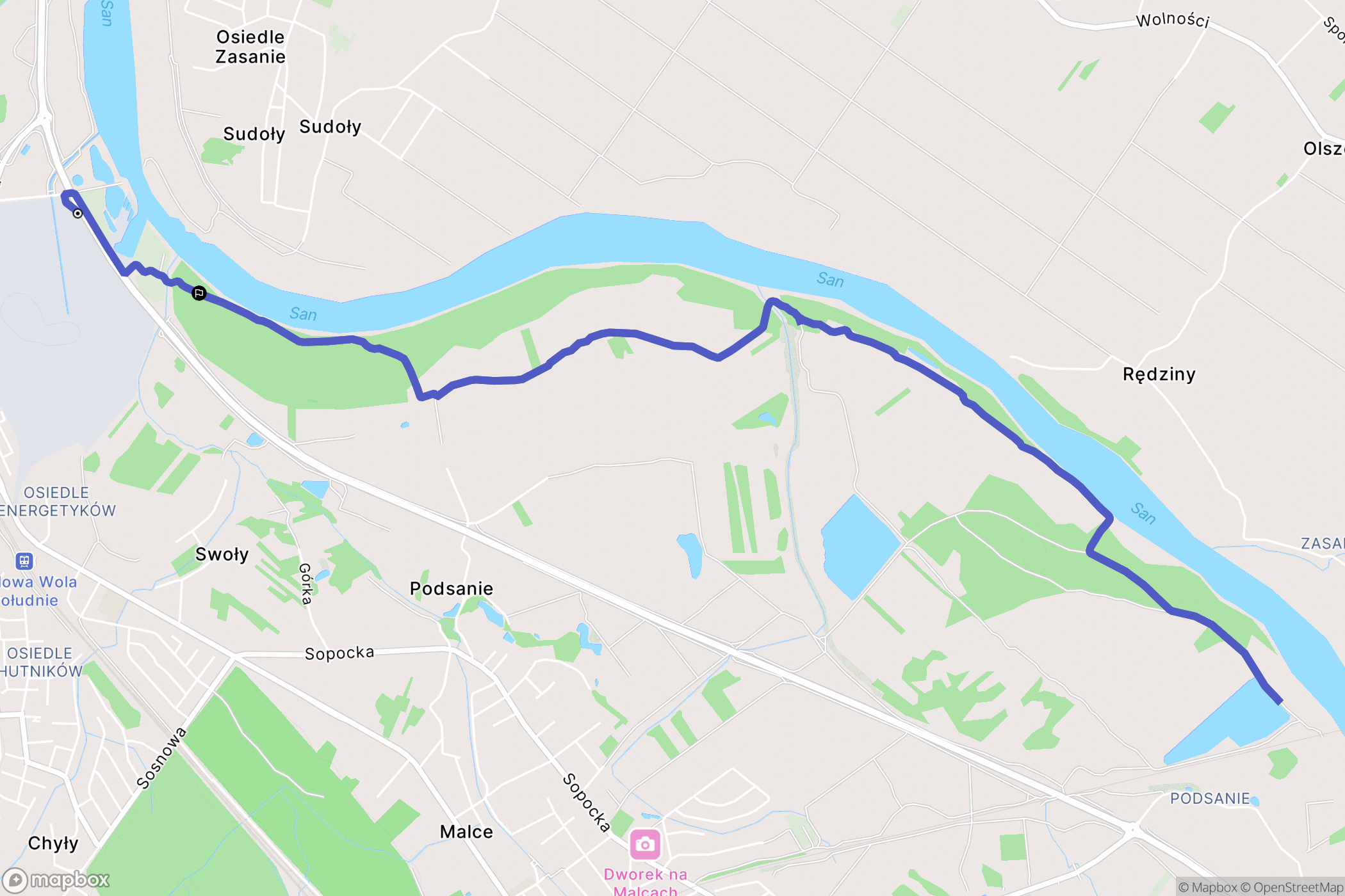 Stalowa Wola: mapa trasy - Poland
