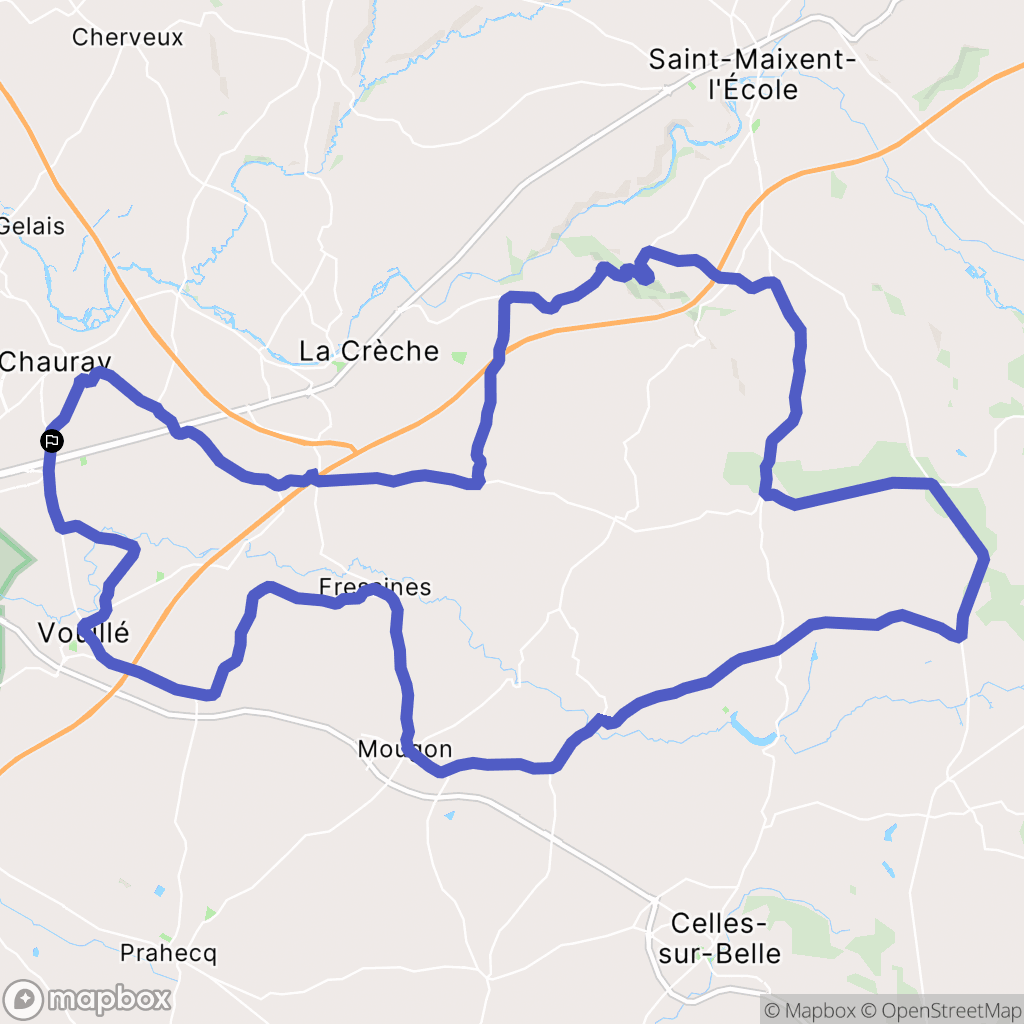 Chauray : carte du parcours de randonnée - France