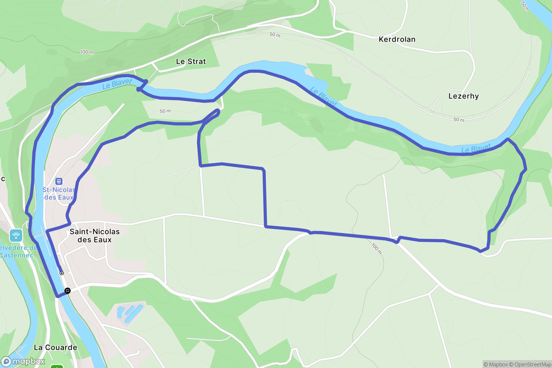 Pluméliau-Bieuzy : carte du parcours de randonnée - France