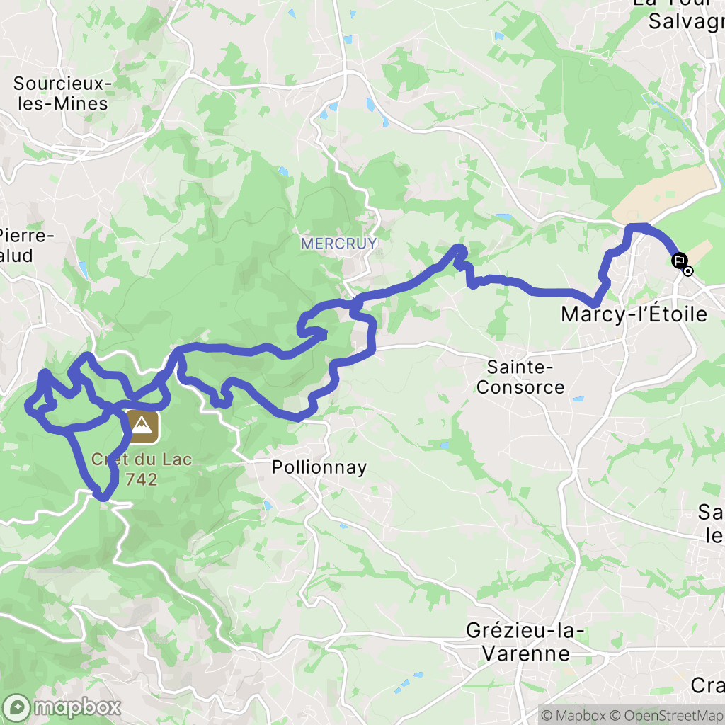 Marcy-l'Étoile : carte du parcours de randonnée - France