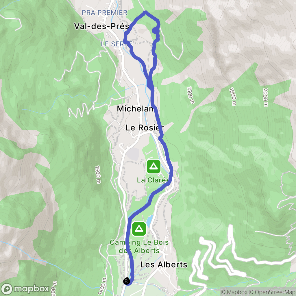 Val-des-Prés : carte du parcours de randonnée - France
