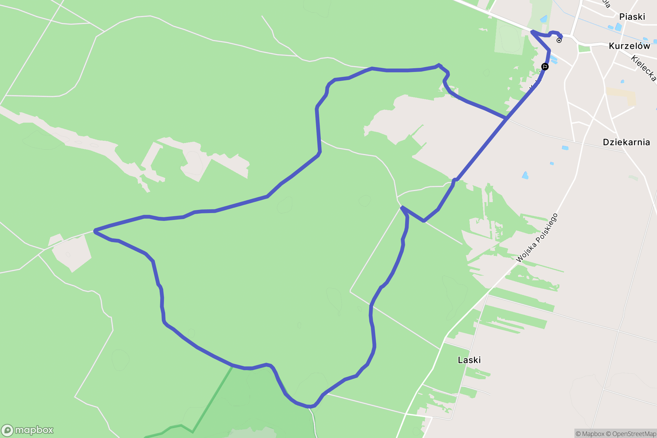 Kurzelów: mapa trasy - Poland