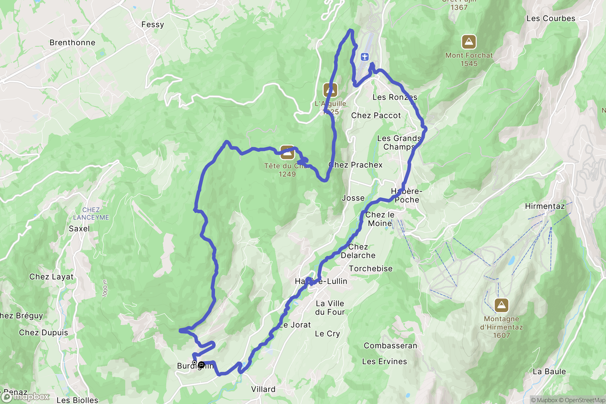 Burdignin : carte du parcours de randonnée - France