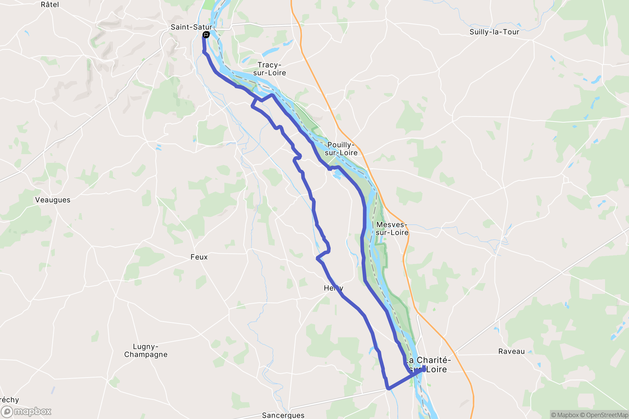 Saint-Satur : carte du parcours de randonnée - France