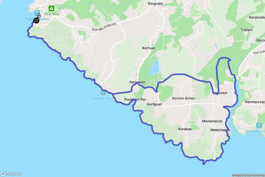 Moëlan-sur-Mer : carte du parcours de randonnée - France