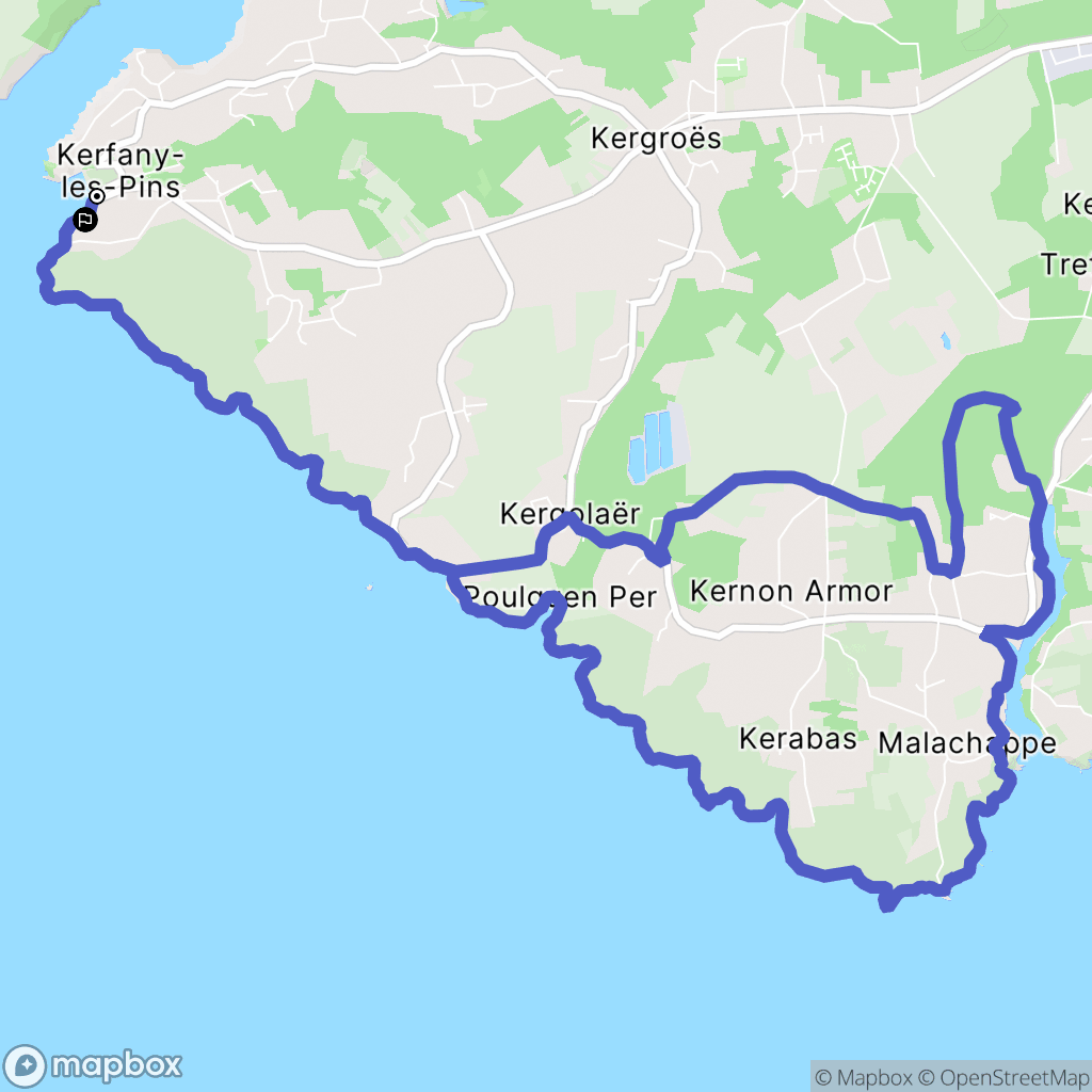 Moëlan-sur-Mer : carte du parcours de randonnée - France