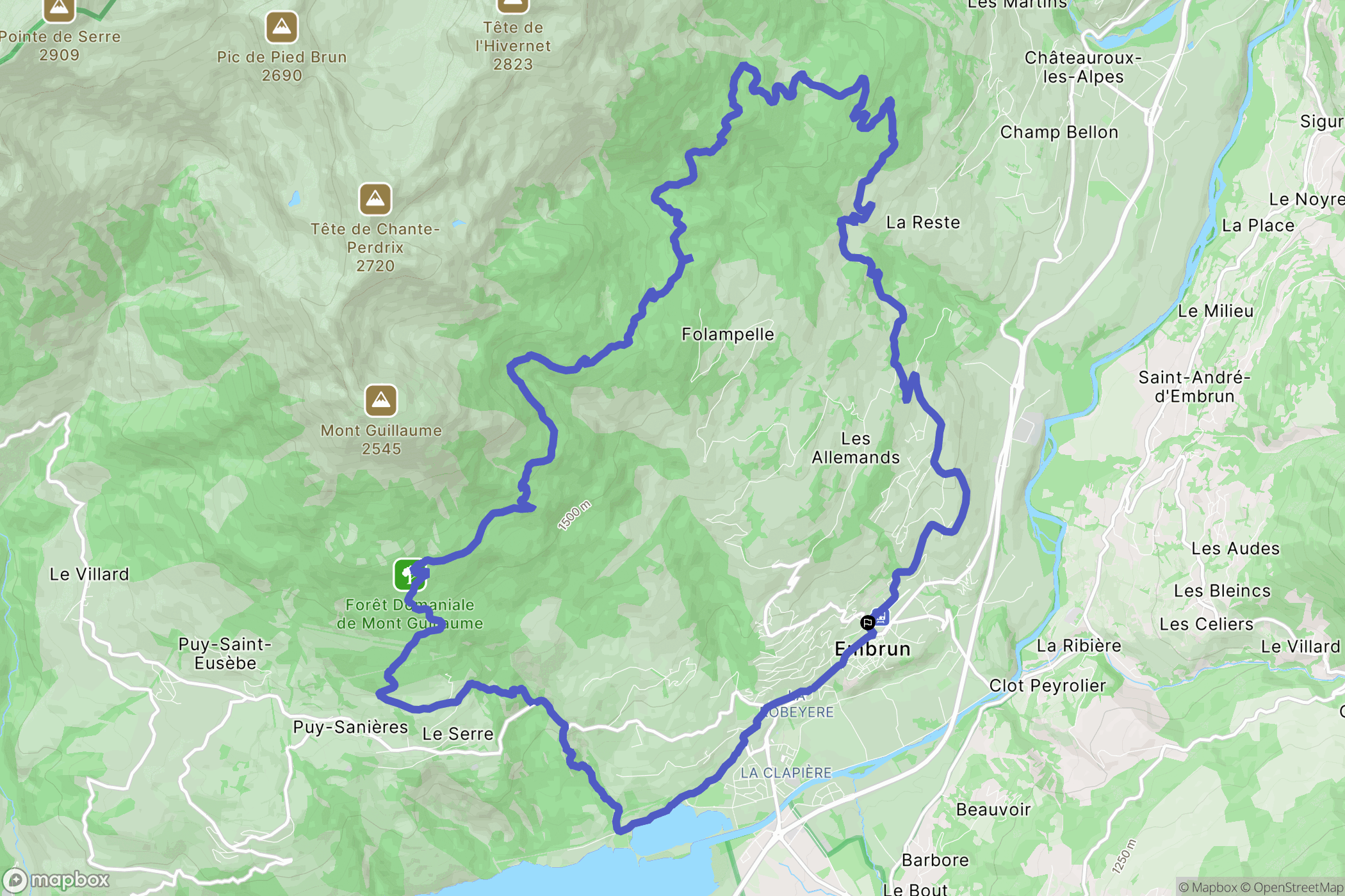 Embrun : carte du parcours de randonnée - France