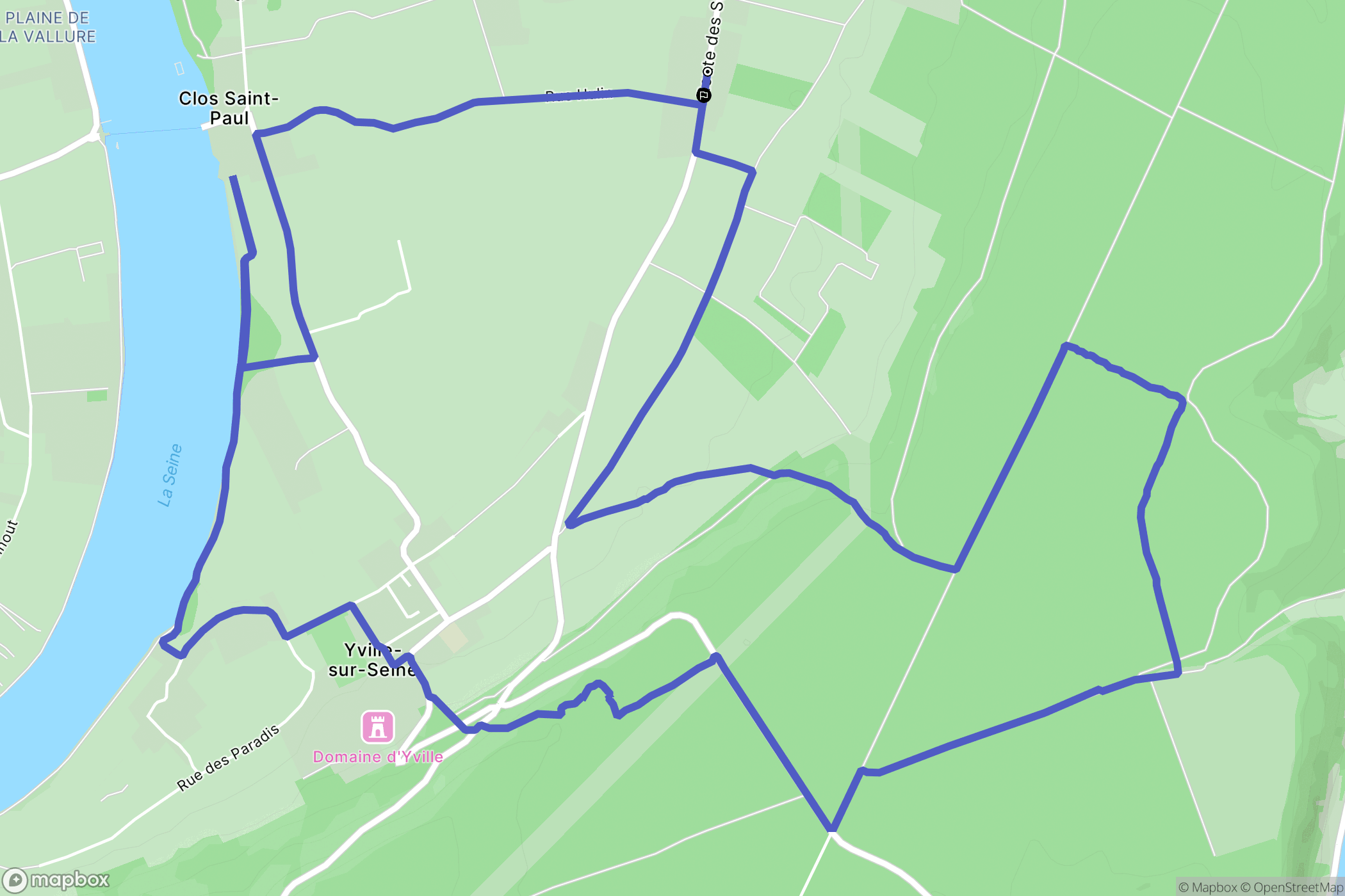 Yville-sur-Seine : carte du parcours de randonnée - France