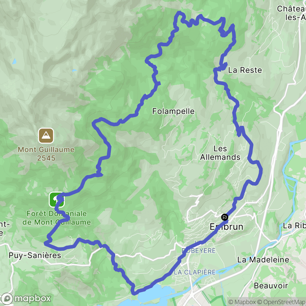 Embrun : carte du parcours de randonnée - France