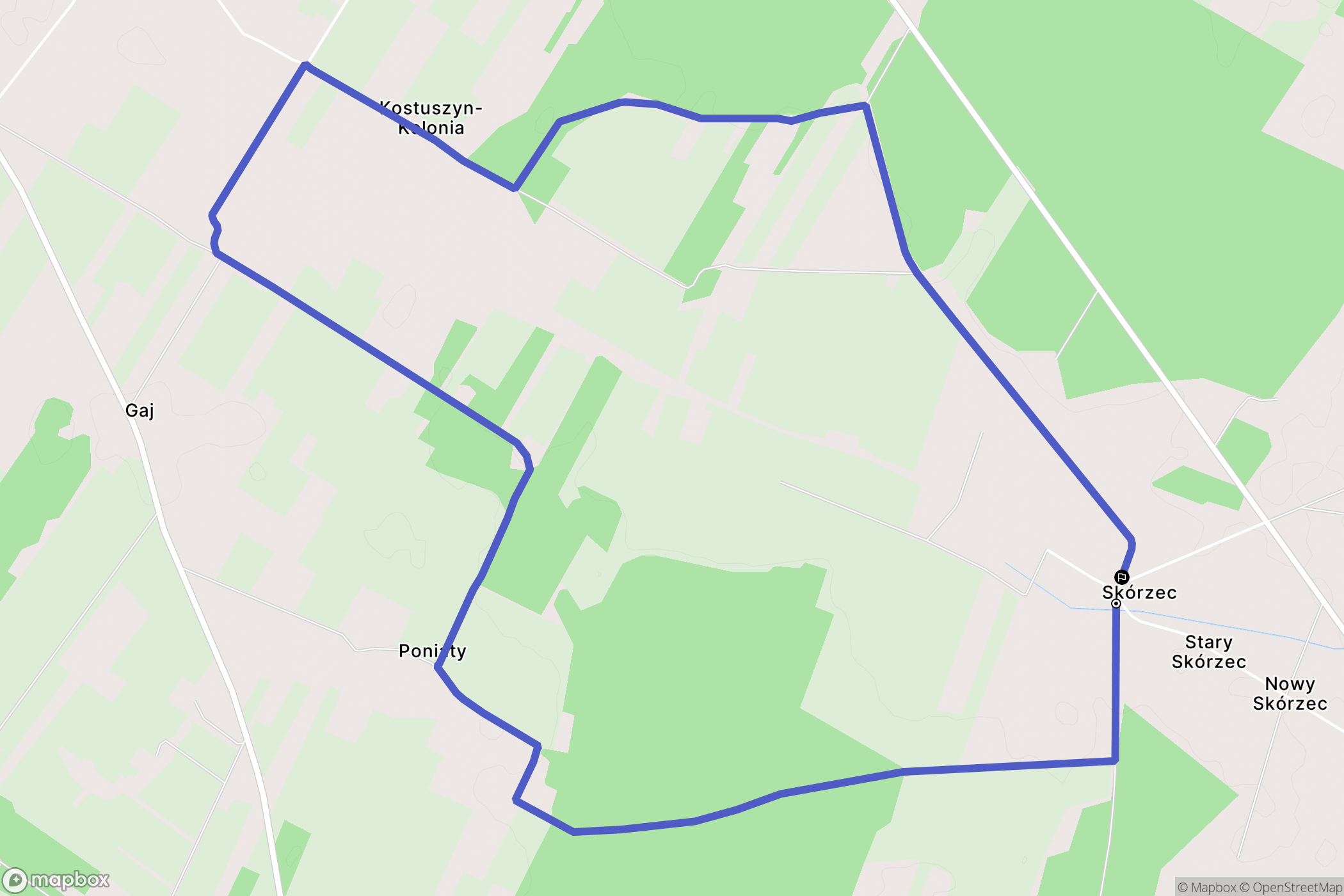 Skórzec: mapa trasy - Poland
