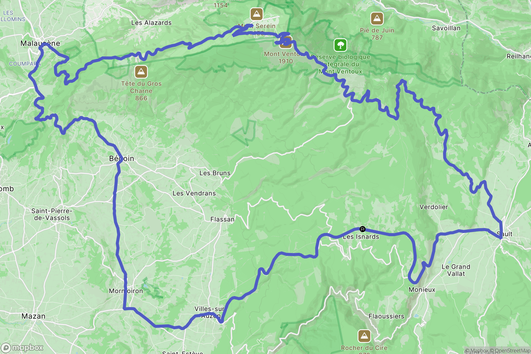 Monieux : carte du parcours de randonnée - France