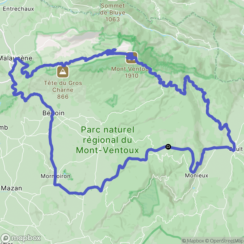 Monieux : carte du parcours de randonnée - France