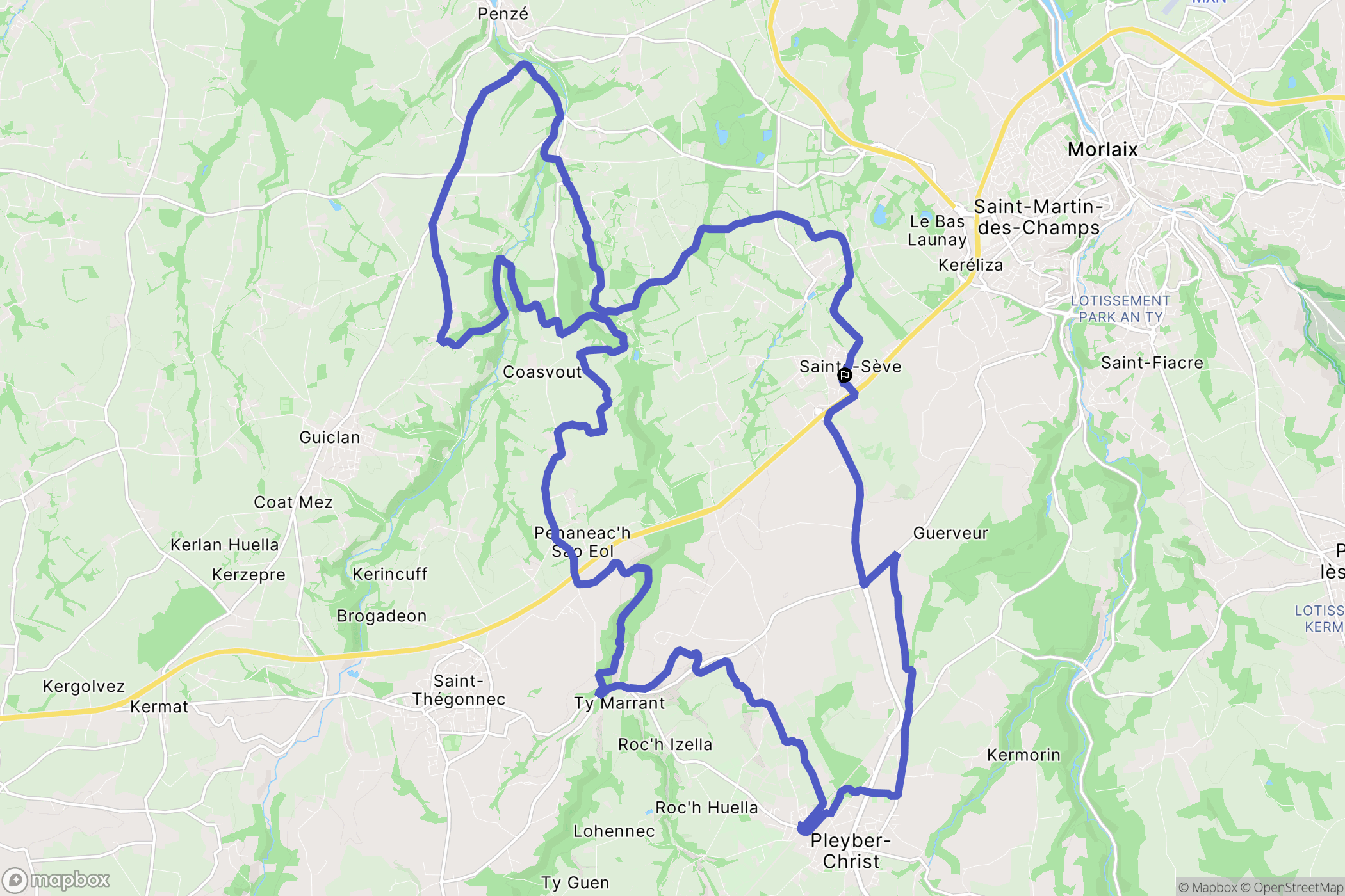 Sainte-Sève : carte du parcours de randonnée - France
