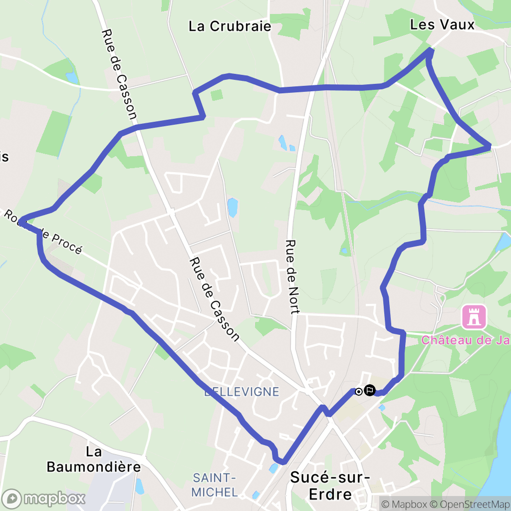 Sucé-sur-Erdre : carte du parcours de randonnée - France