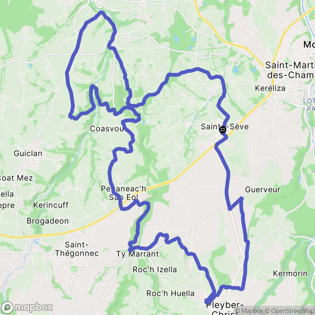 Sainte-Sève : carte du parcours de randonnée - France