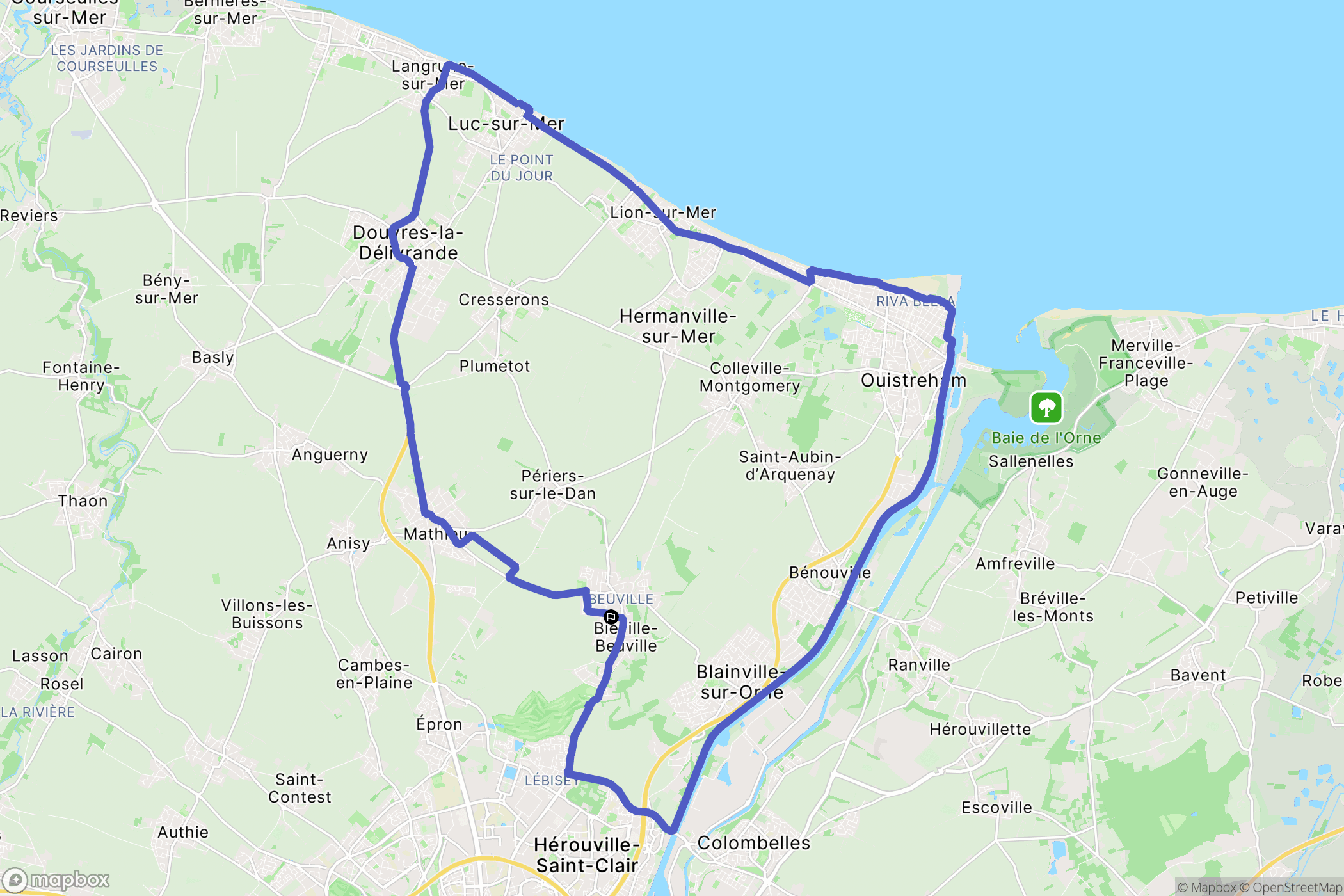 Biéville-Beuville : carte du parcours de randonnée - France