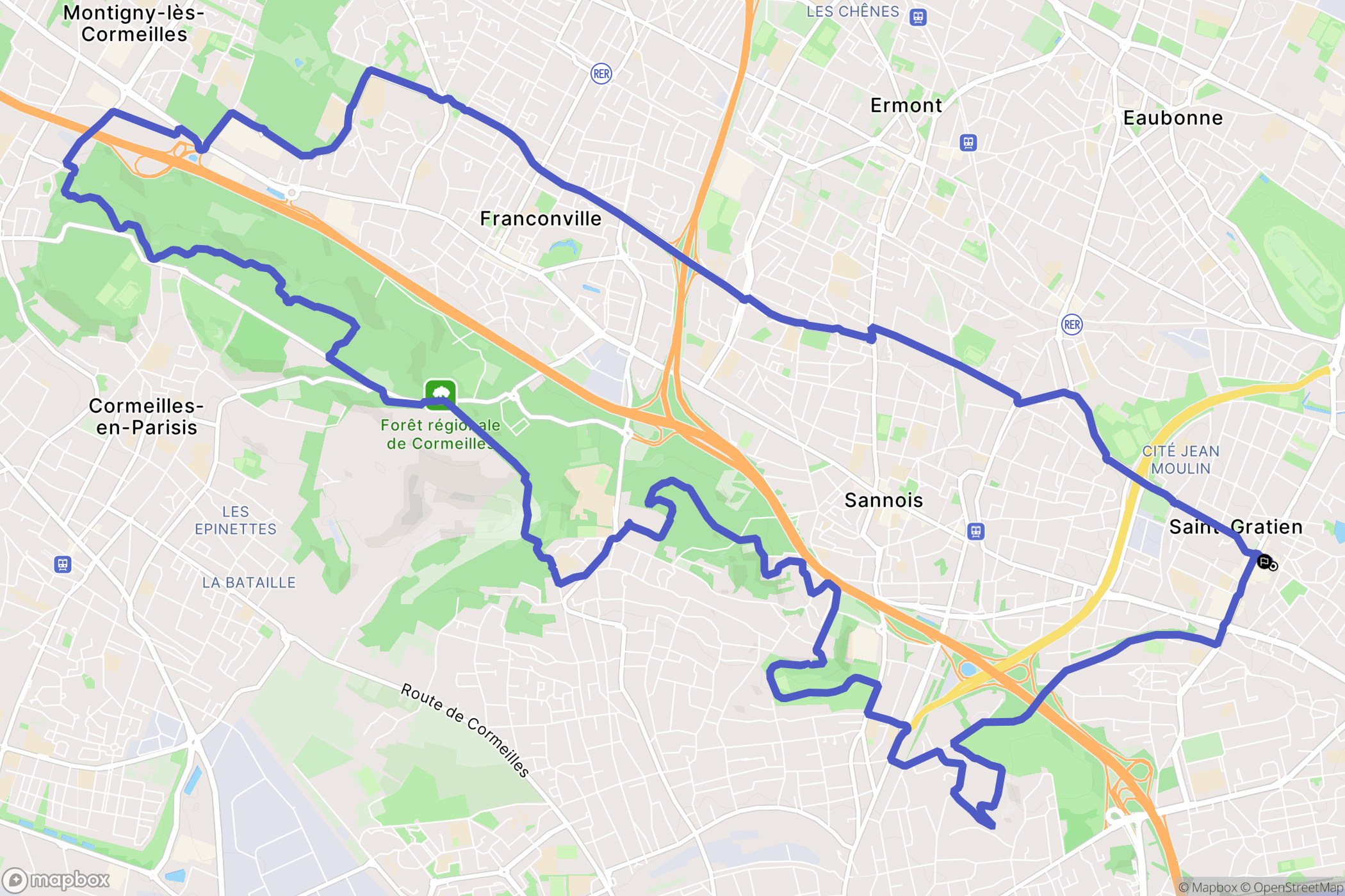 Saint-Gratien : carte du parcours de randonnée - France