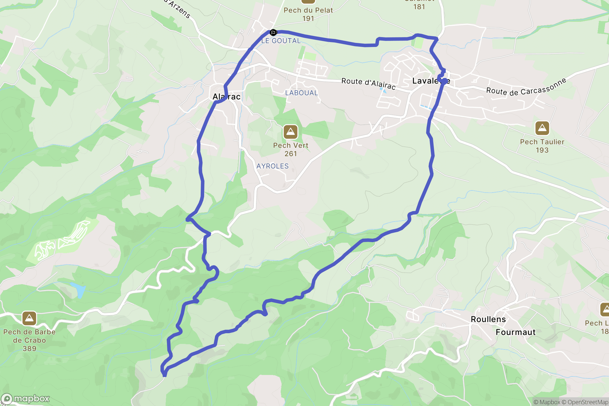 Alairac : carte du parcours de randonnée - France