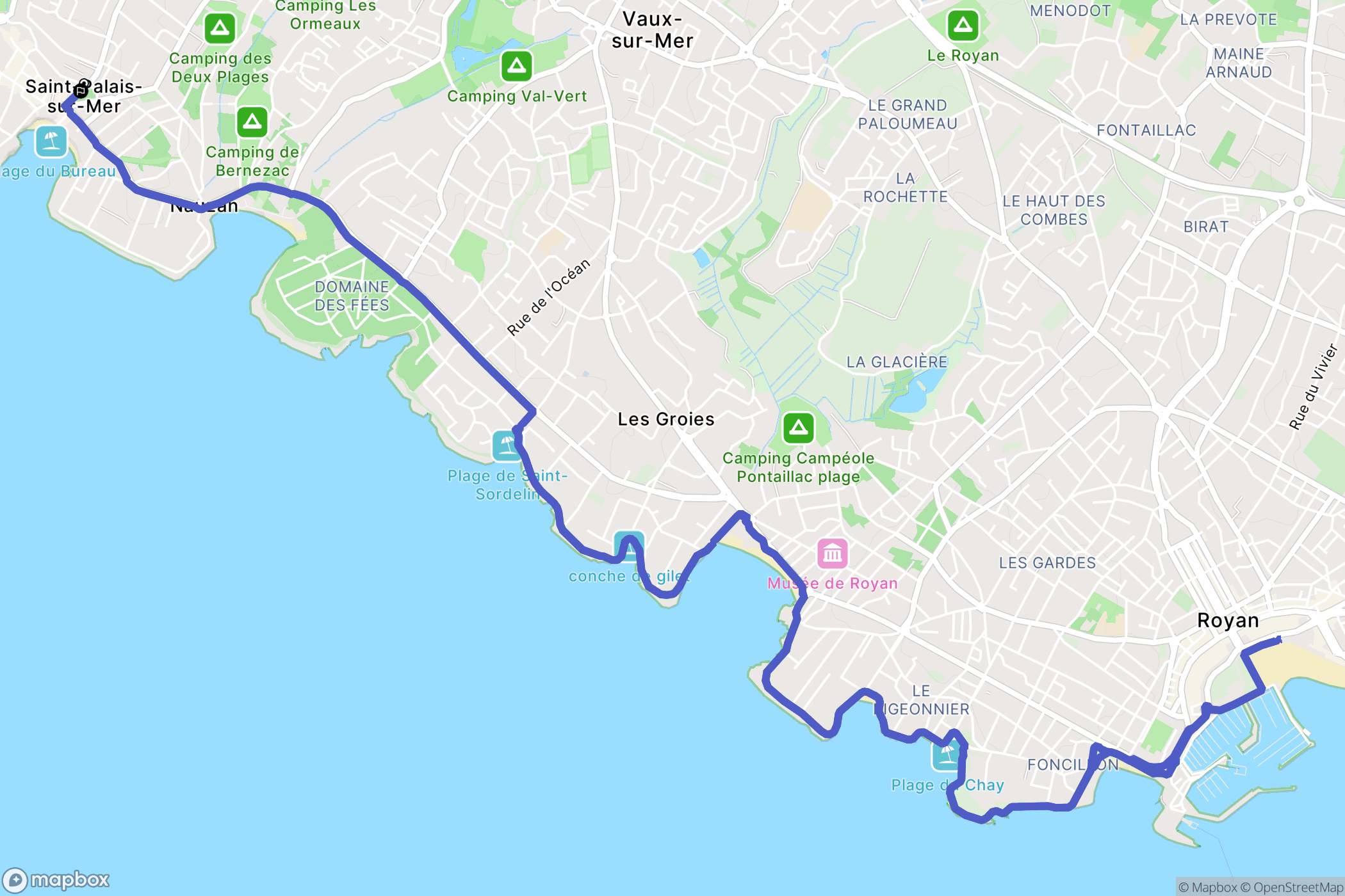 Saint-Palais-sur-Mer : carte du parcours de randonnée - France