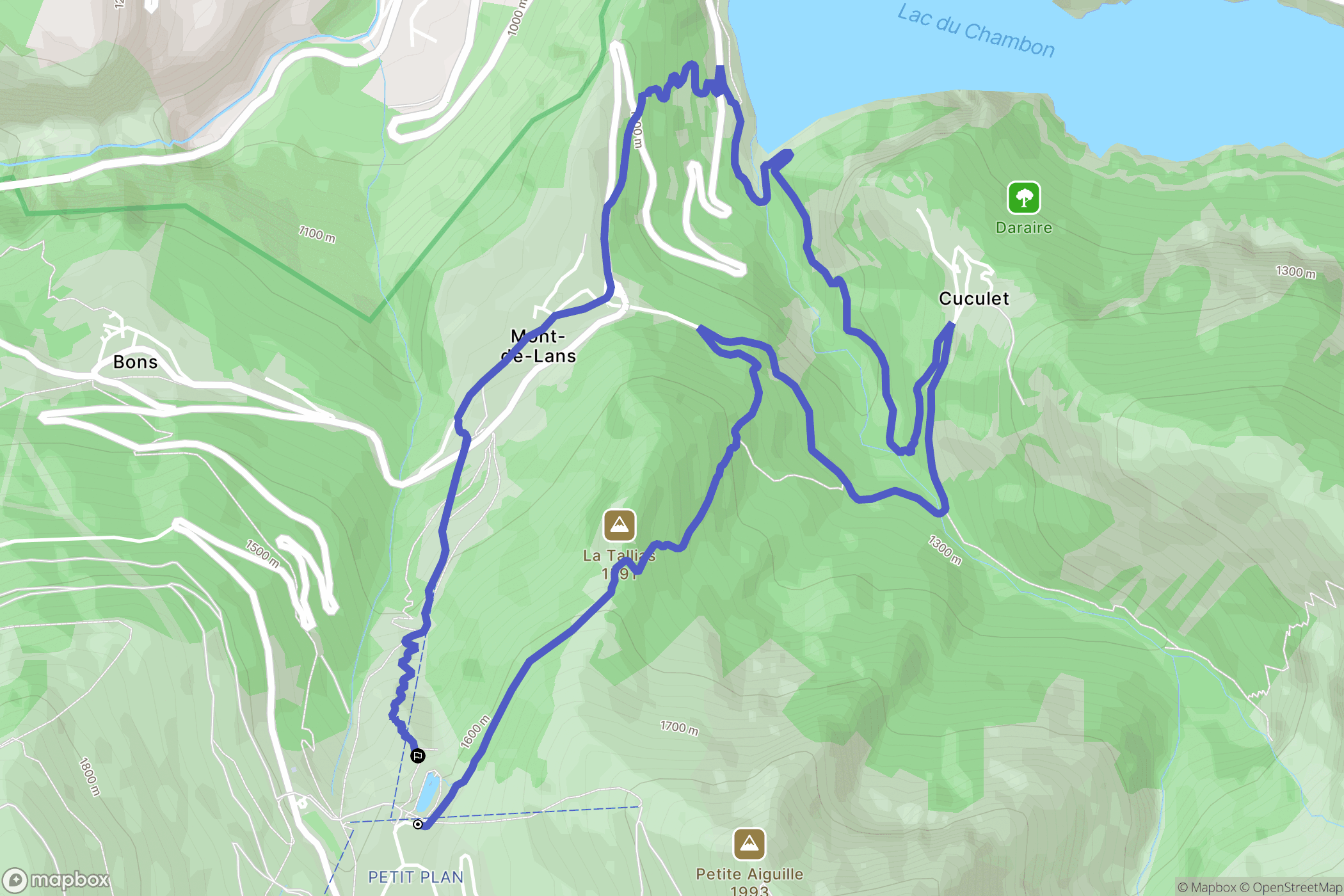 Les Deux Alpes : carte du parcours de randonnée - France