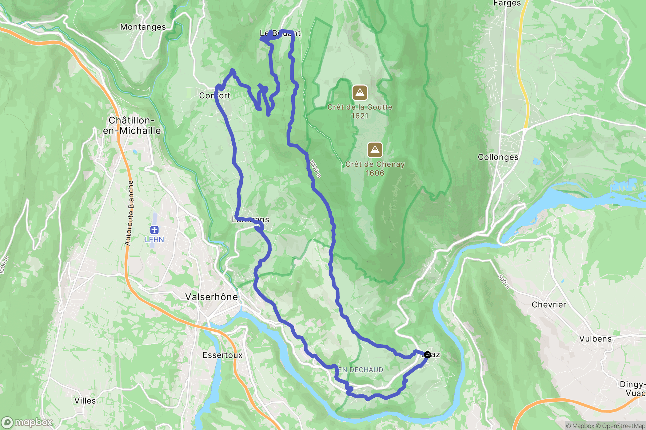 Léaz : carte du parcours de randonnée - France