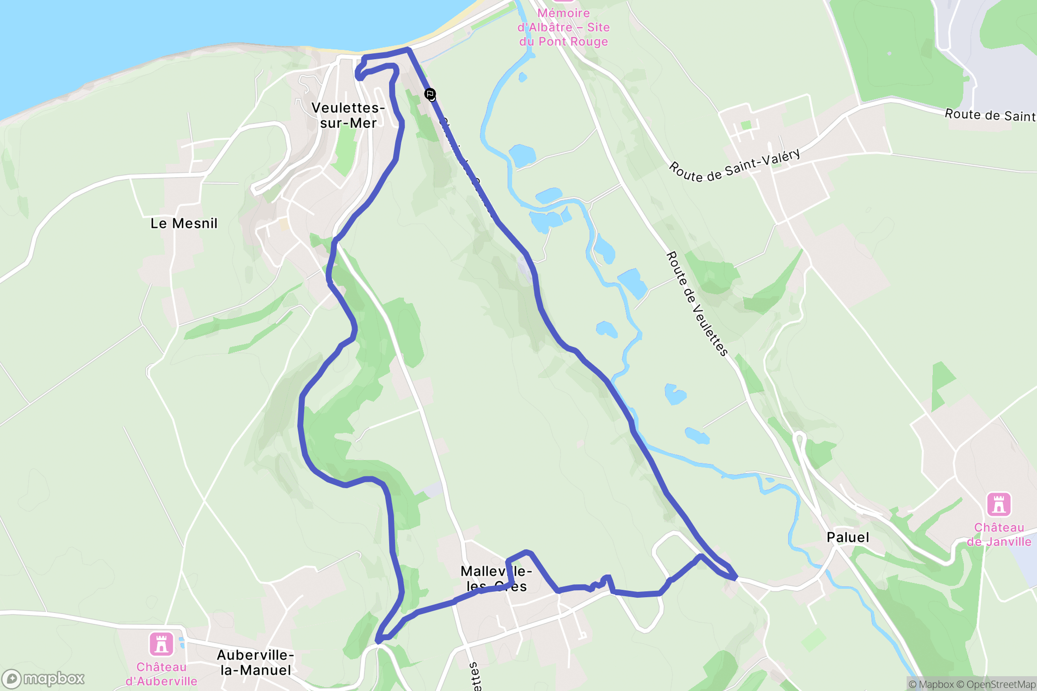 Veulettes-sur-Mer : carte du parcours de randonnée - France