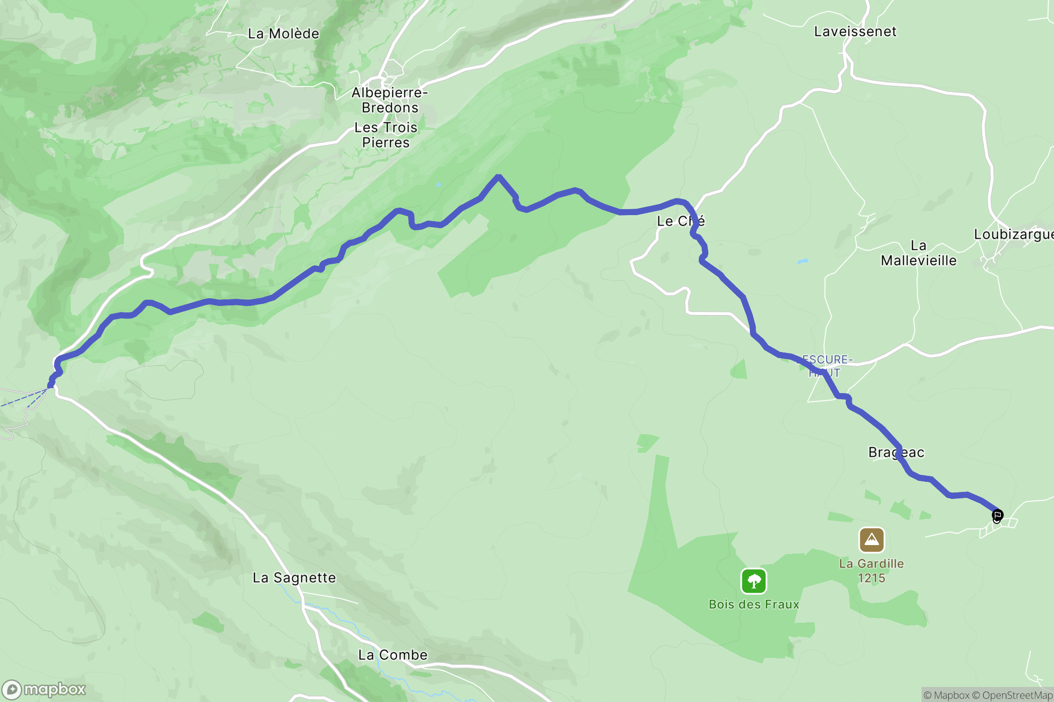 Valuéjols : carte du parcours de randonnée - France