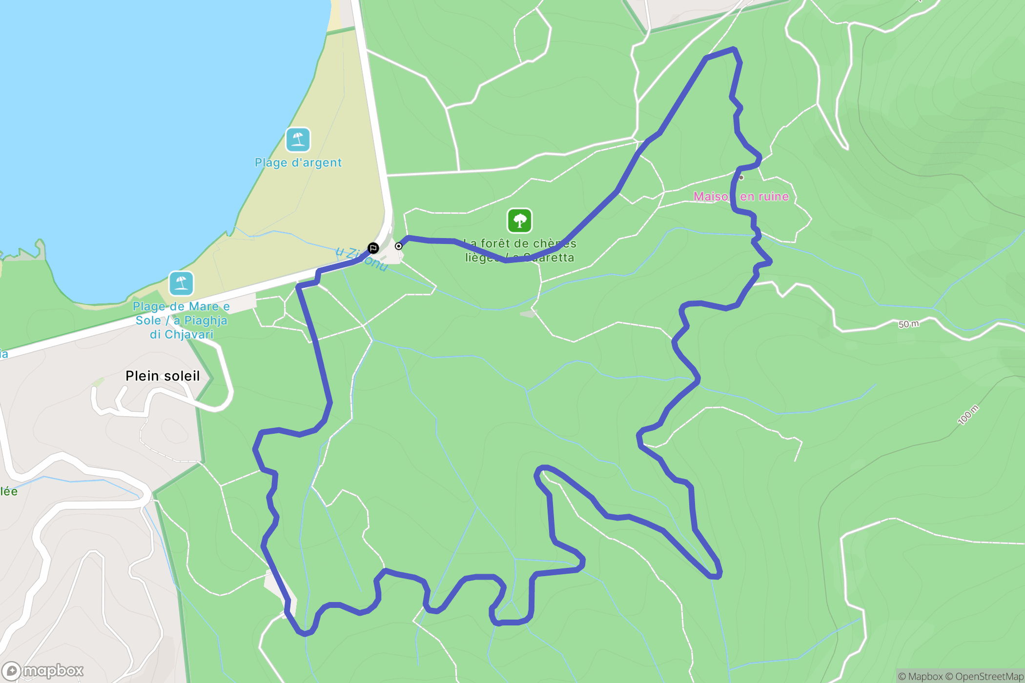 Pietrosella : carte du parcours de randonnée - France