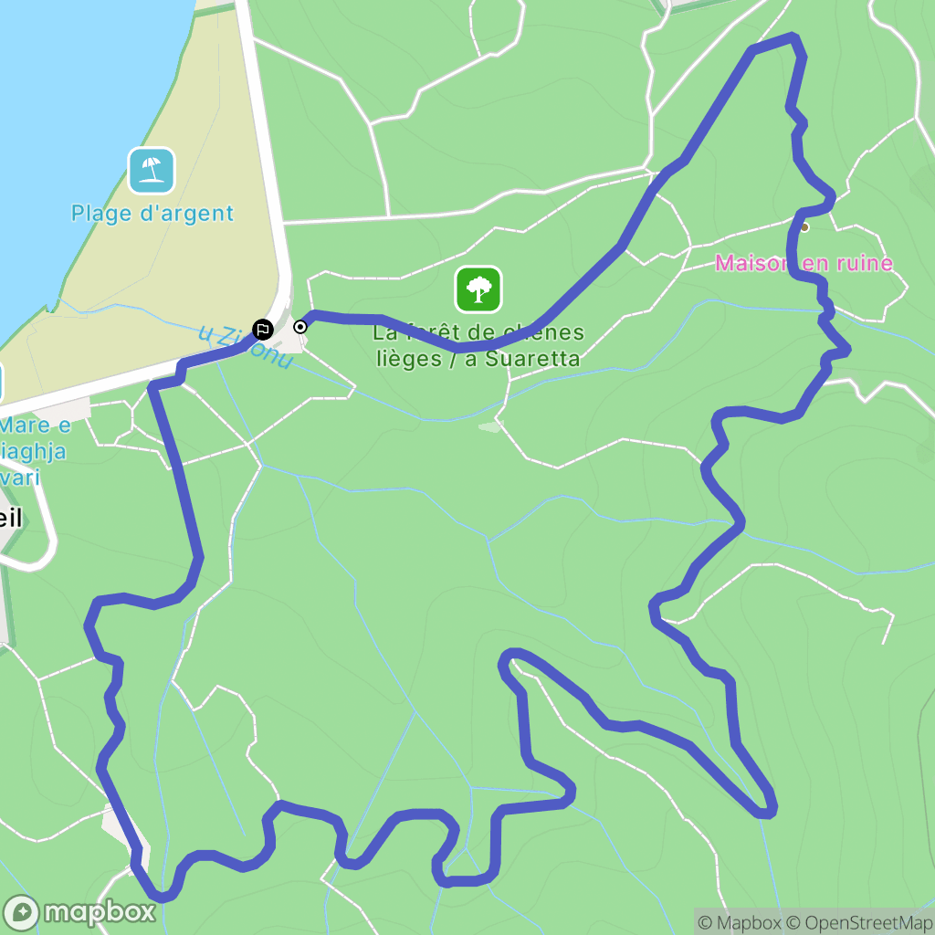 Pietrosella : carte du parcours de randonnée - France