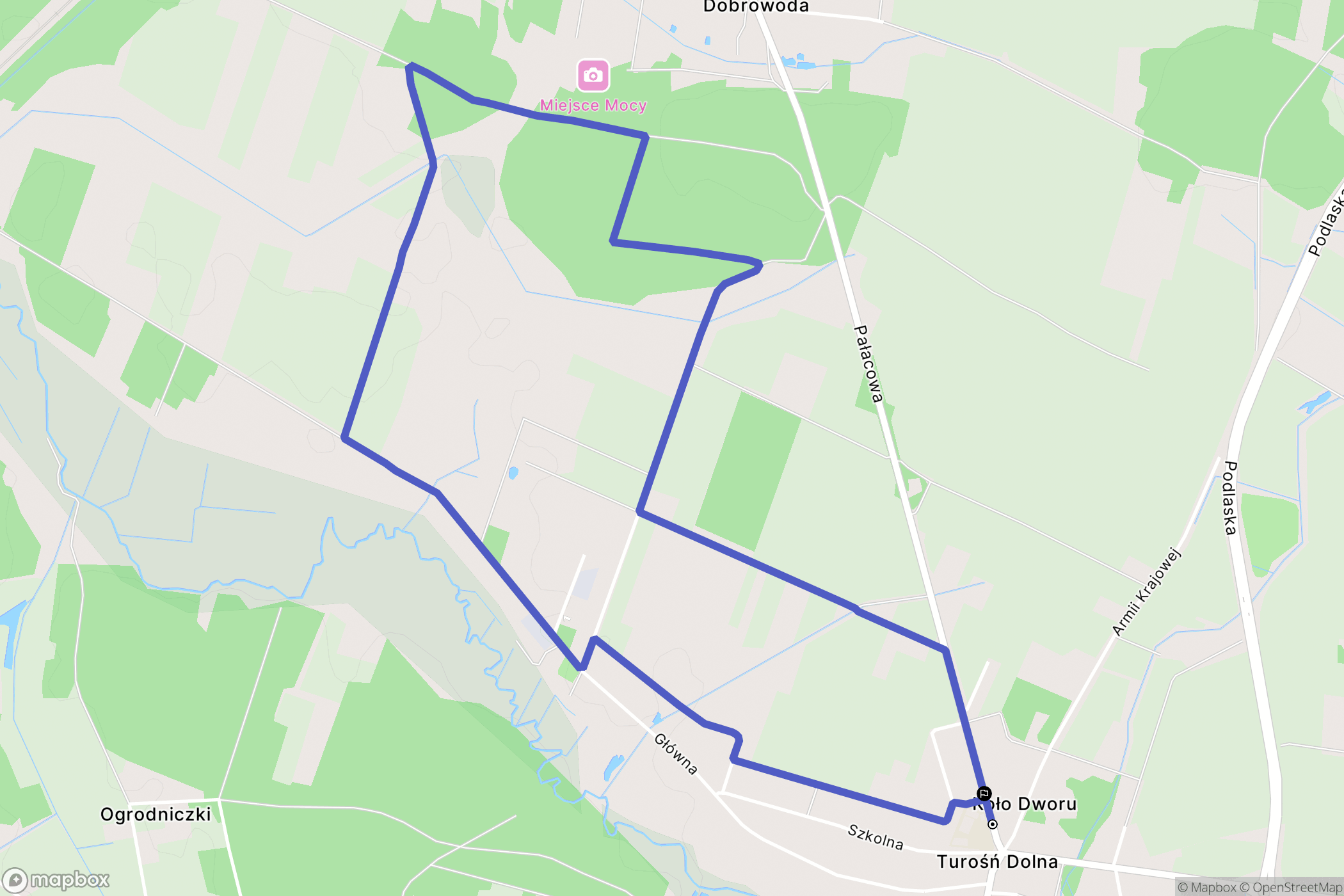 Turośń Dolna: mapa trasy - Poland