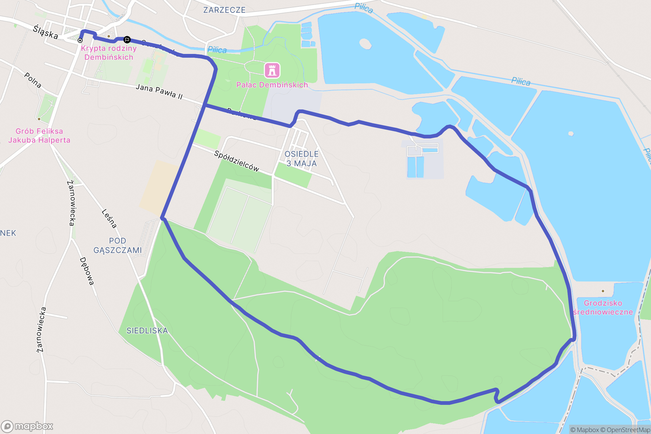 Szczekociny: mapa trasy - Poland
