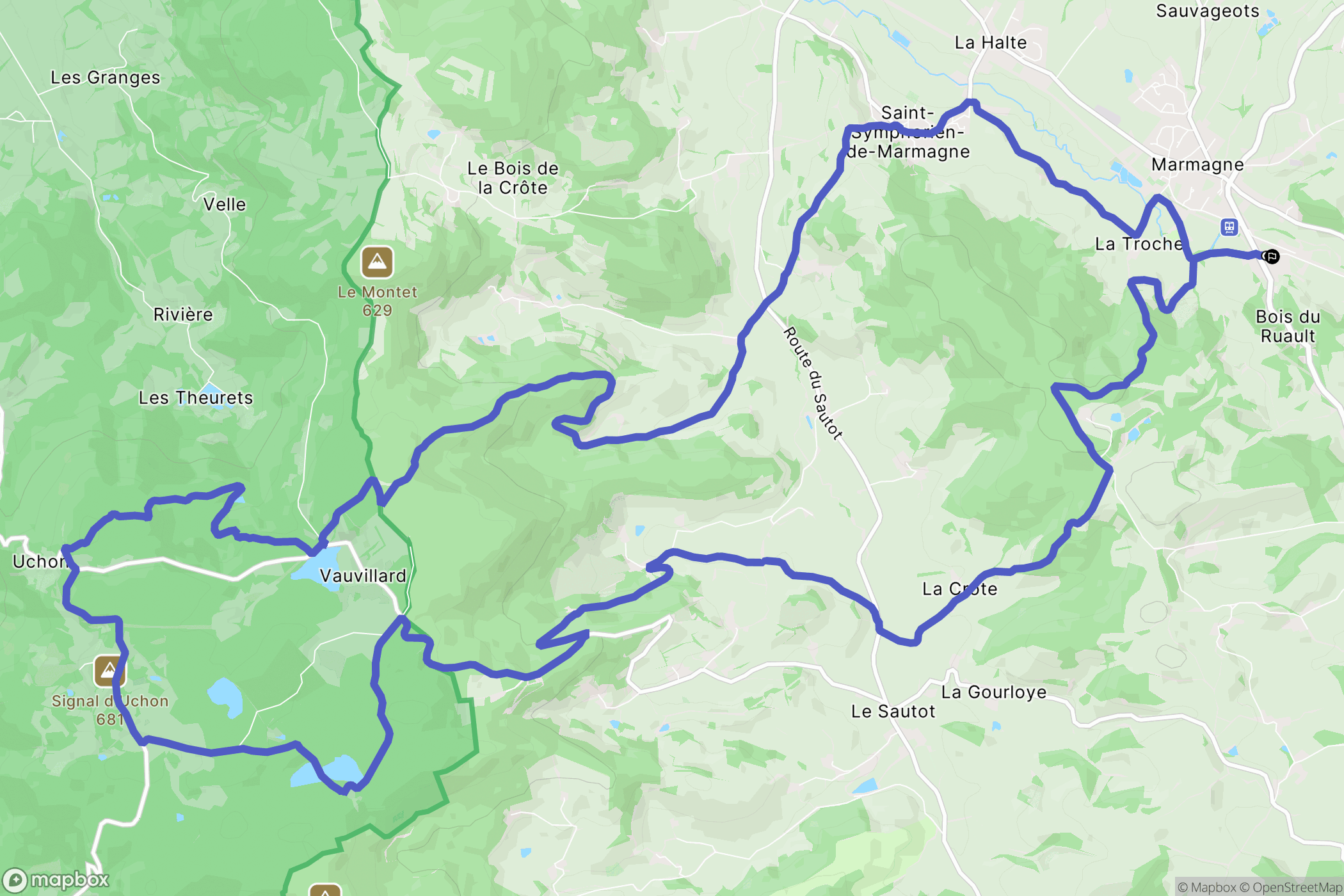 Marmagne : carte du parcours de randonnée - France
