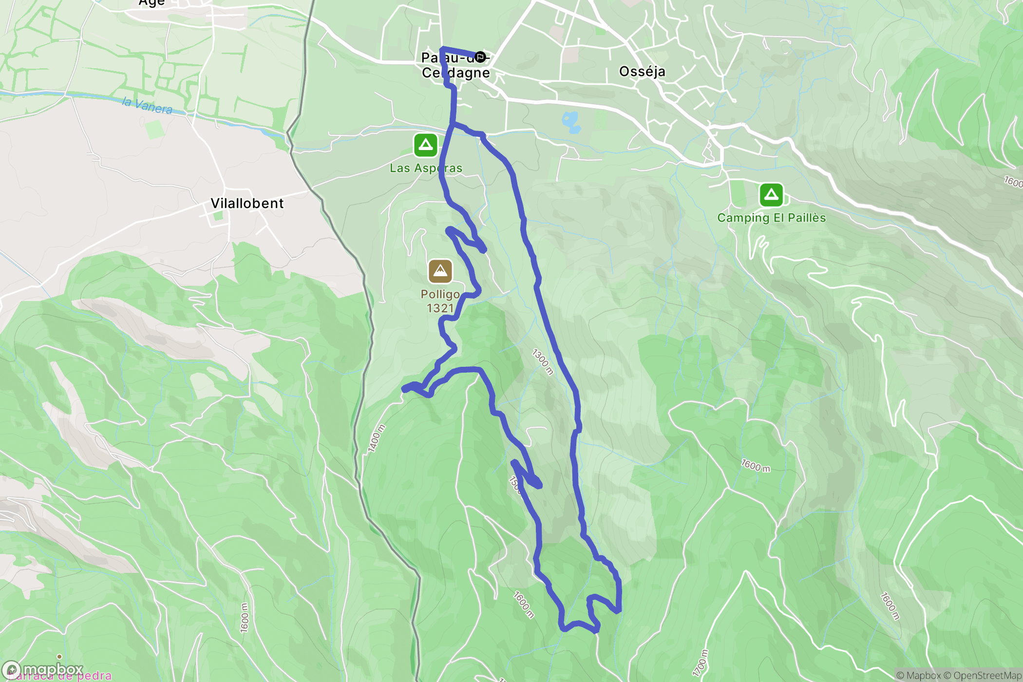 Palau-de-Cerdagne : carte du parcours de randonnée - France