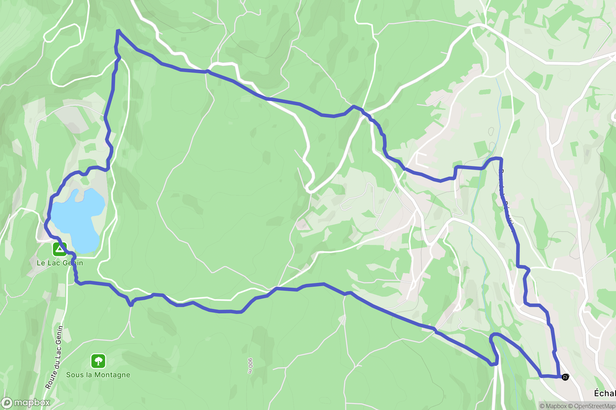 Échallon : carte du parcours de randonnée - France
