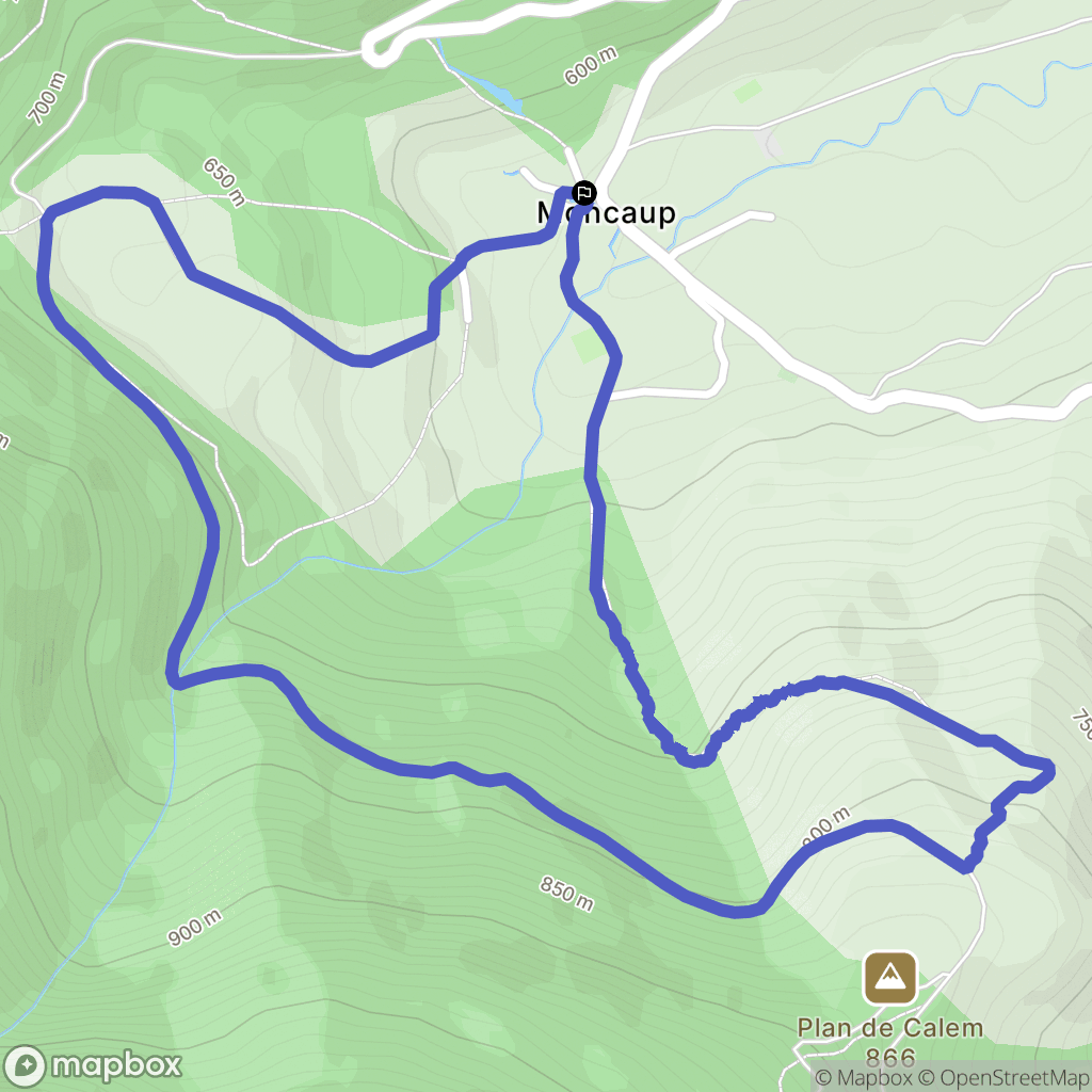 Moncaup : carte du parcours de randonnée - France