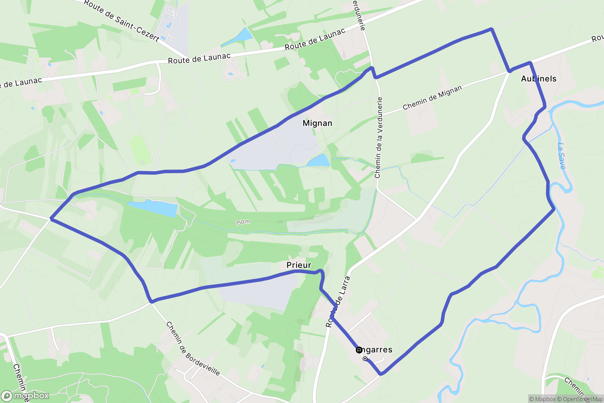 Grenade : carte du parcours de randonnée - France
