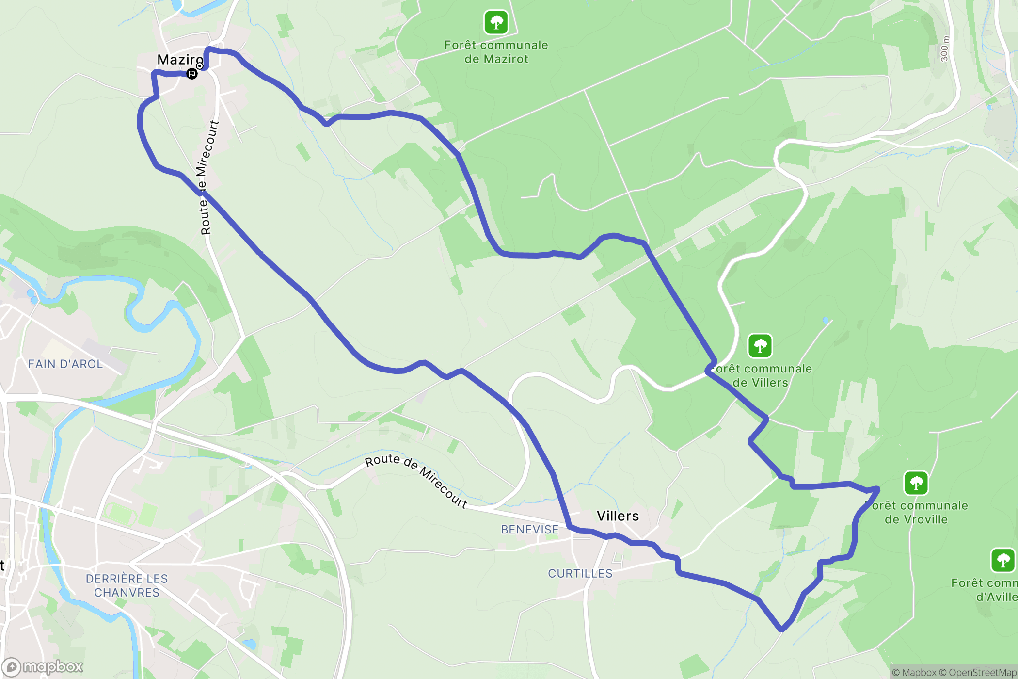 Mazirot : carte du parcours de randonnée - France