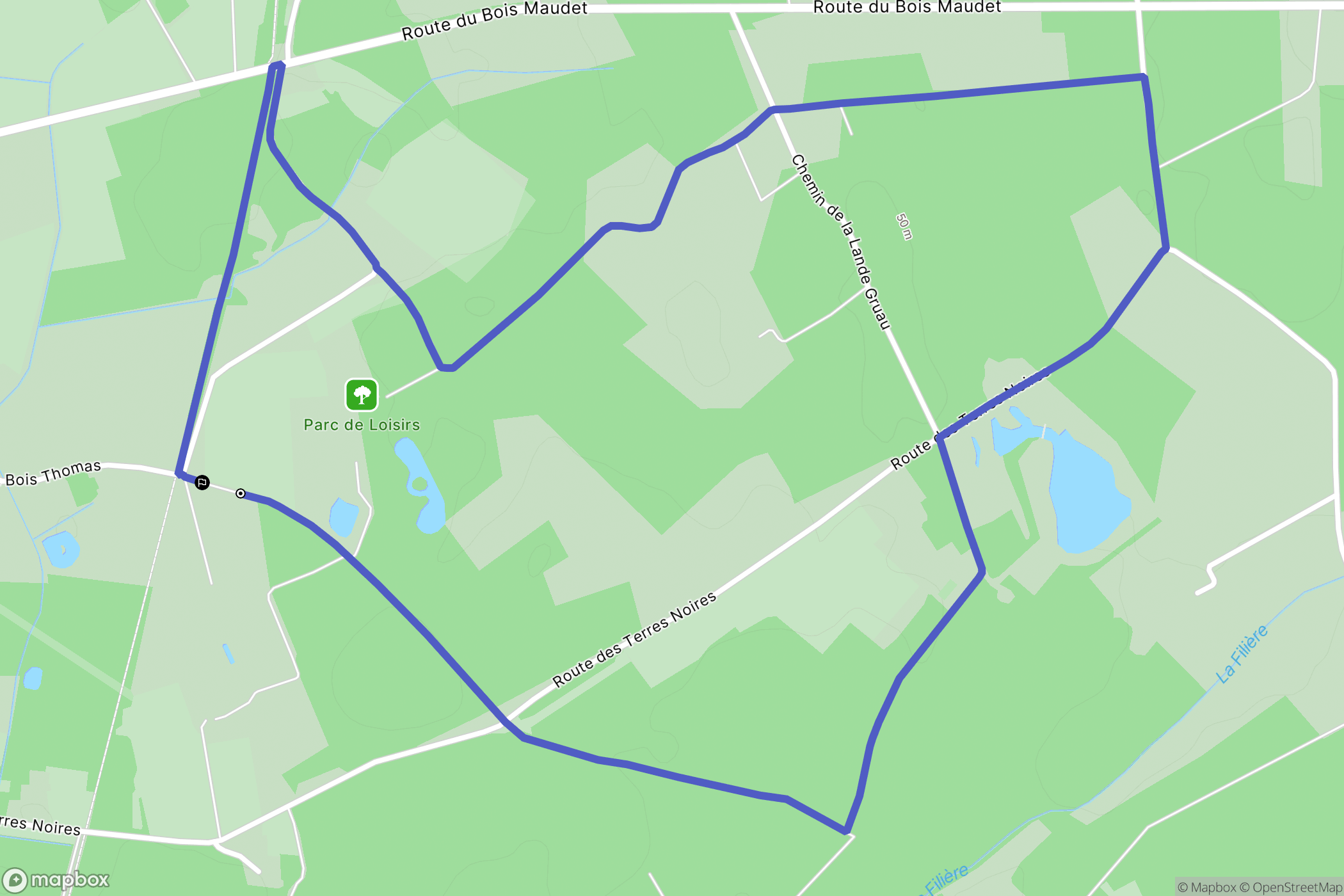 Les Bois d'Anjou : carte du parcours de randonnée - France