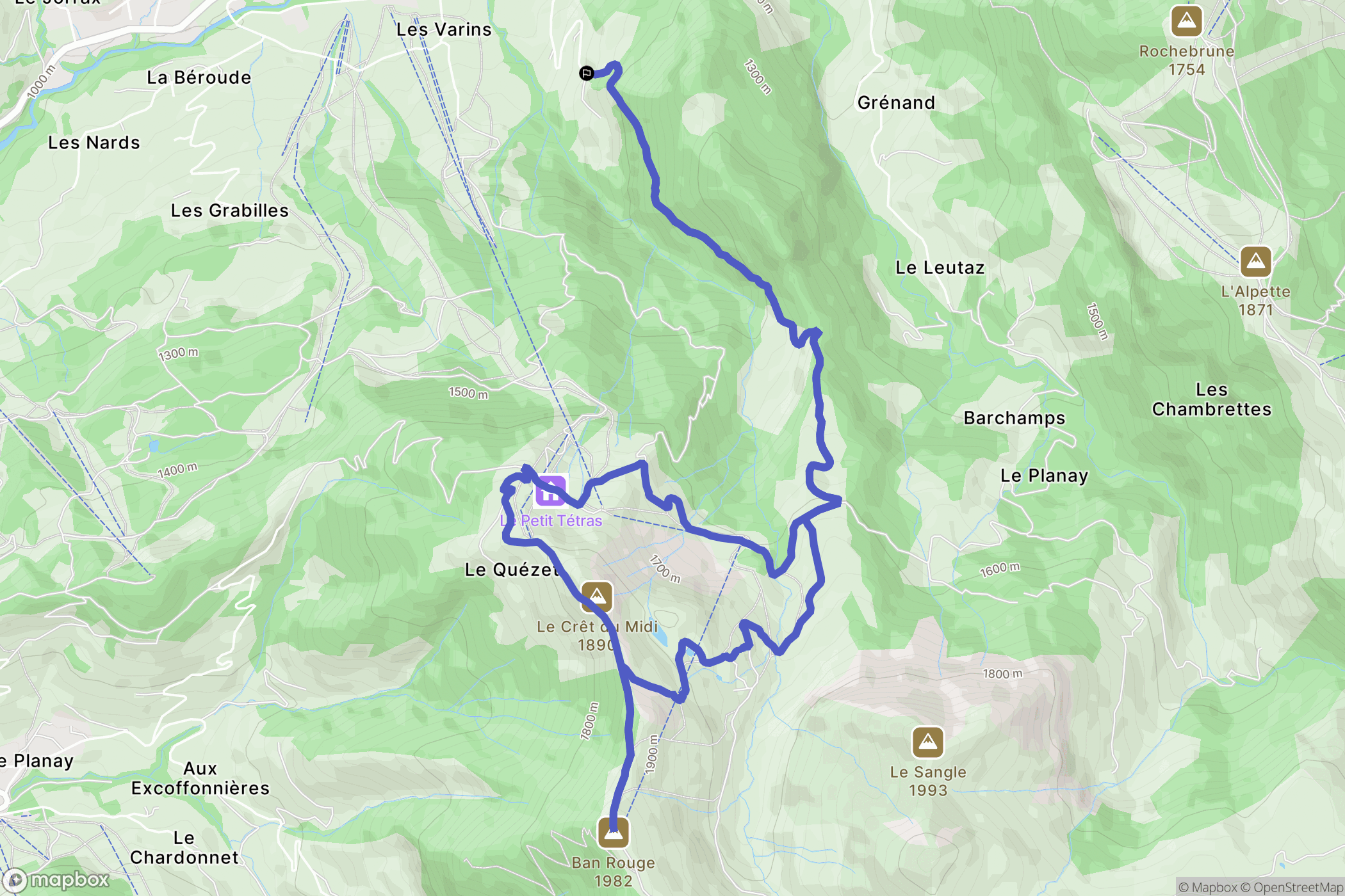 Praz-sur-Arly : carte du parcours de randonnée - France