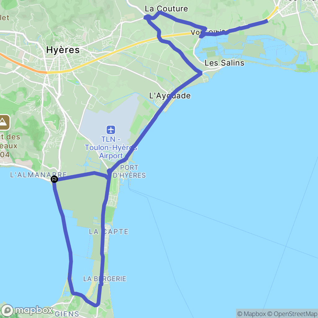 Hyères : carte du parcours de randonnée - France