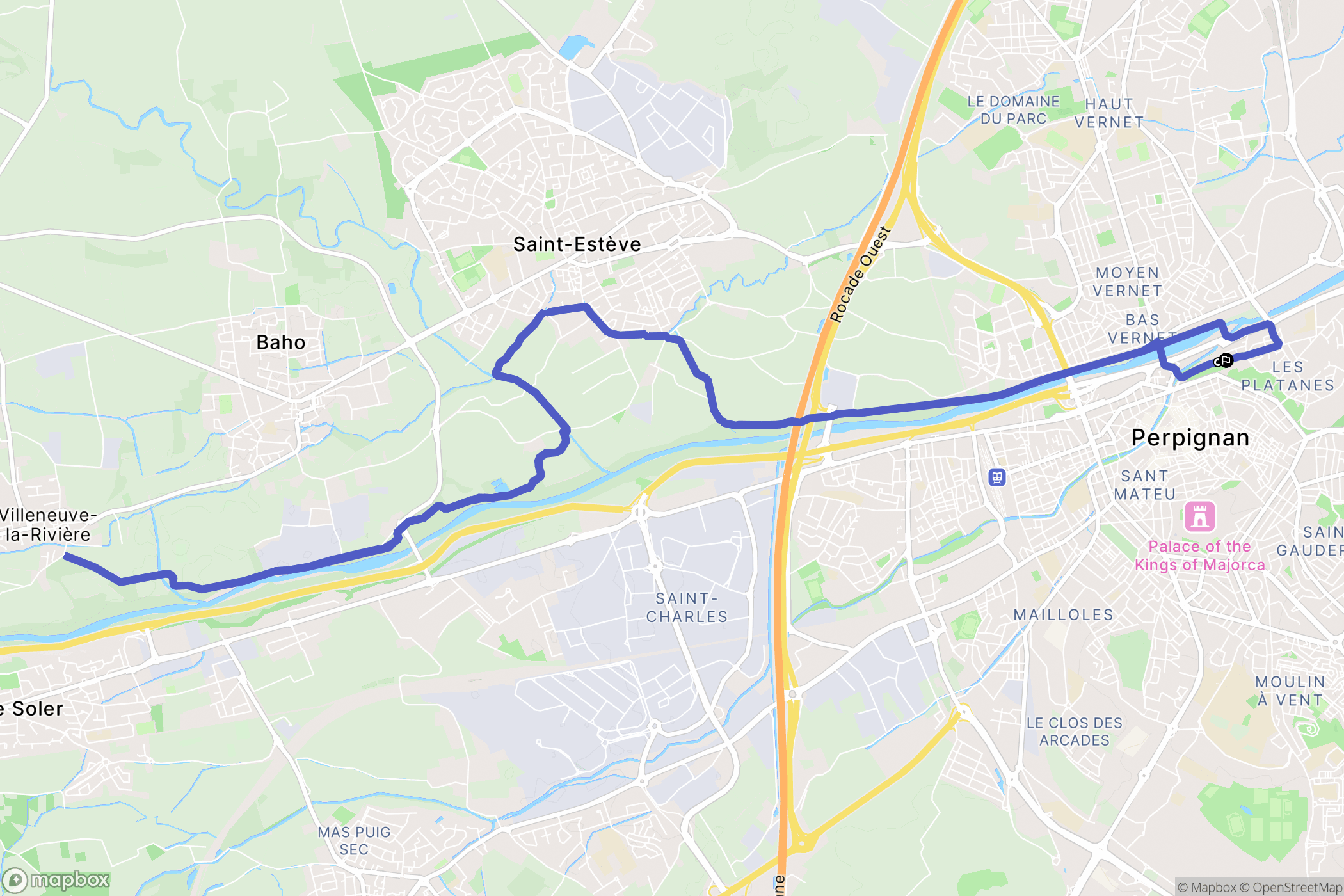 Perpignan : carte du parcours de randonnée - France