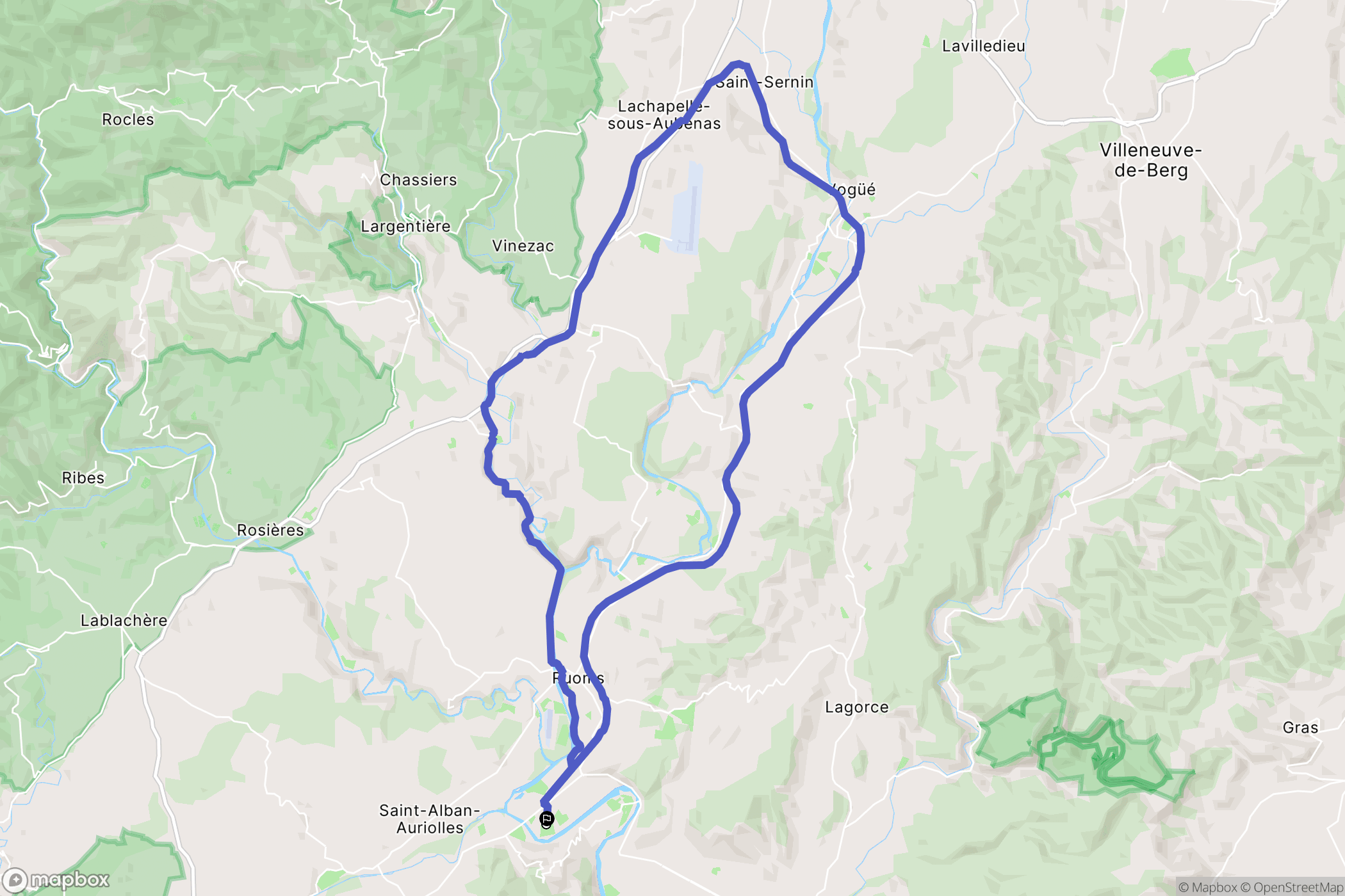 Ruoms : carte du parcours de randonnée - France