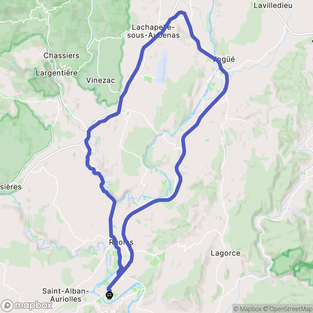 Ruoms : carte du parcours de randonnée - France